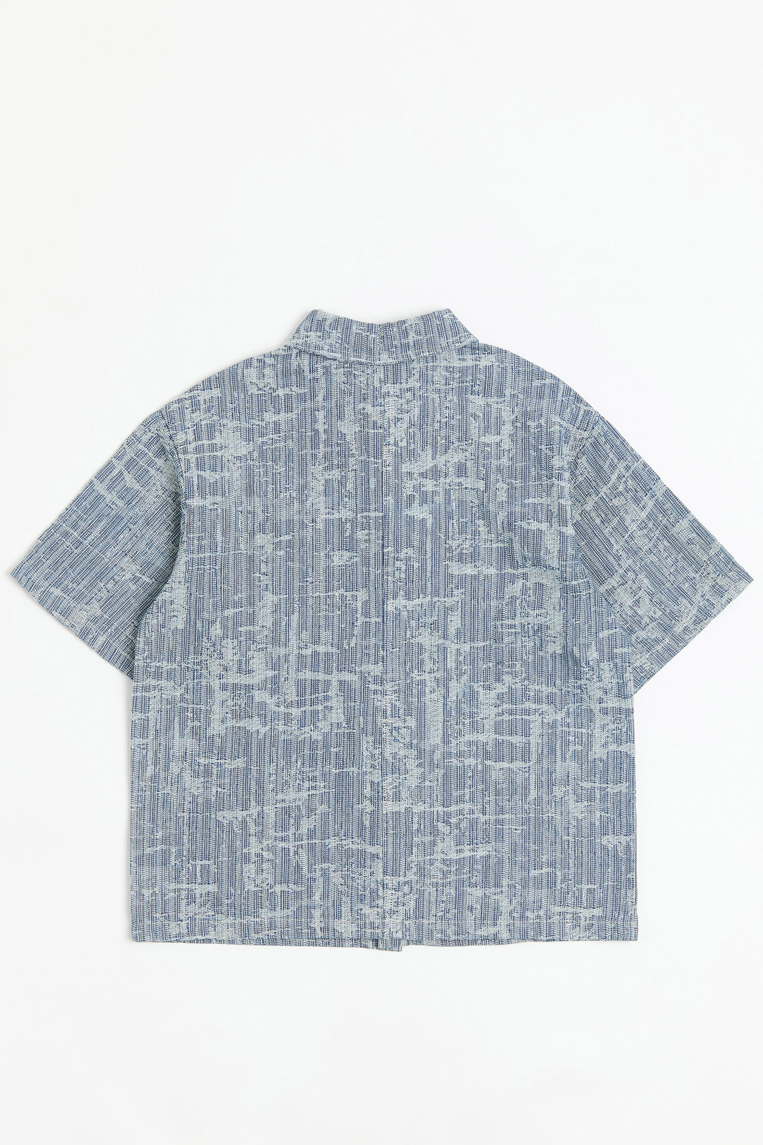 破損牛仔緹花 短袖襯衫