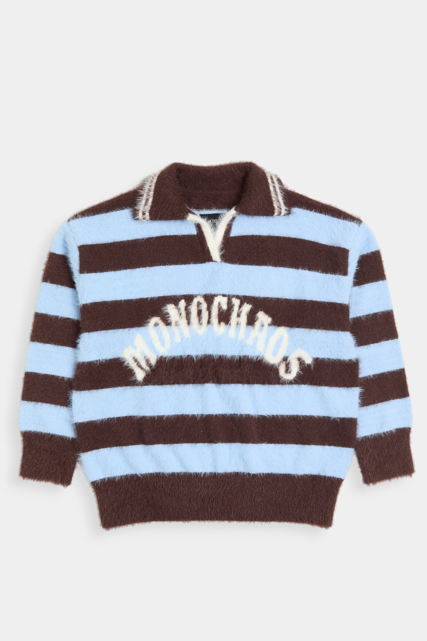 馬海毛 條紋翻領毛衣