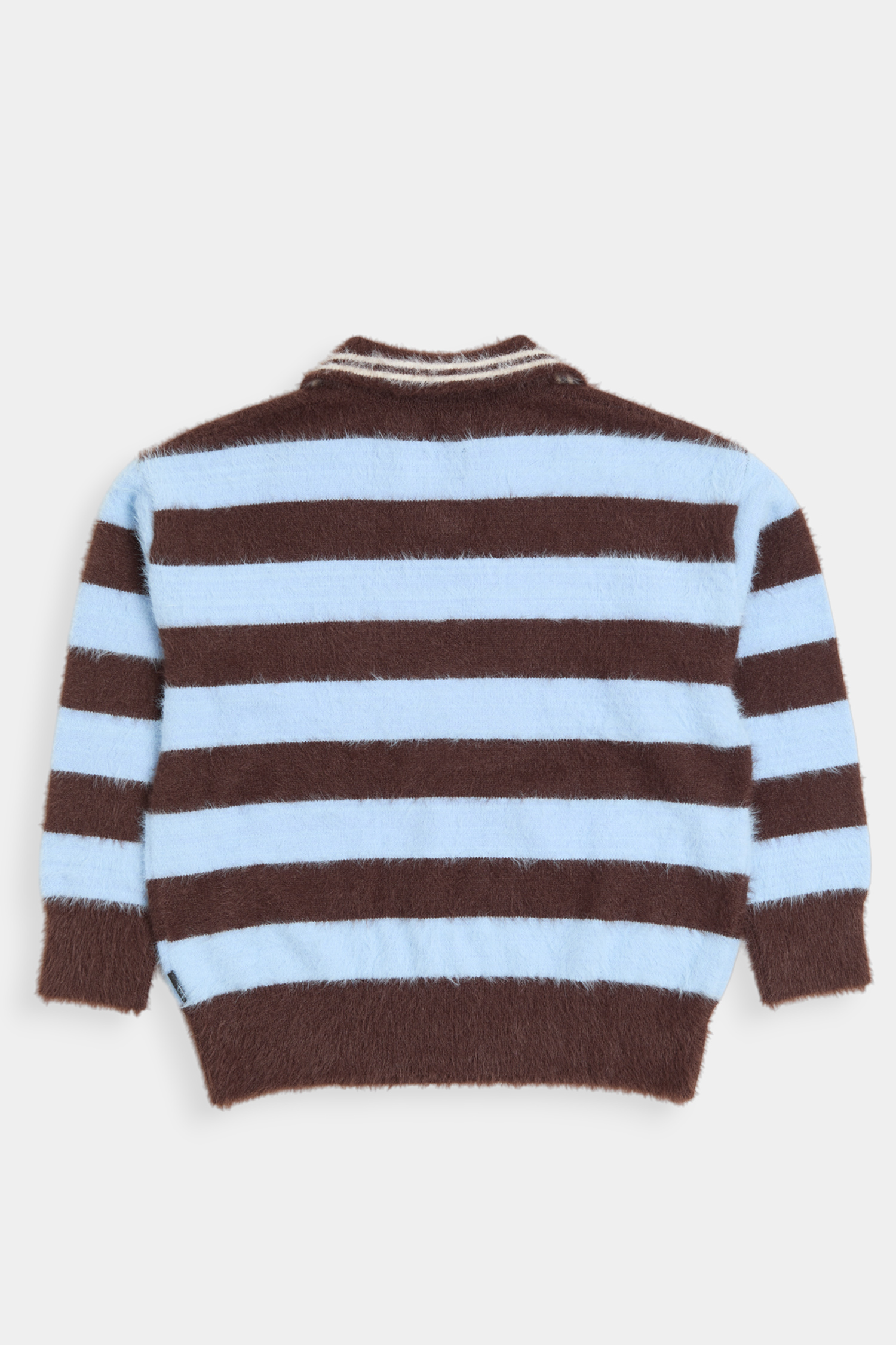 馬海毛 條紋翻領毛衣