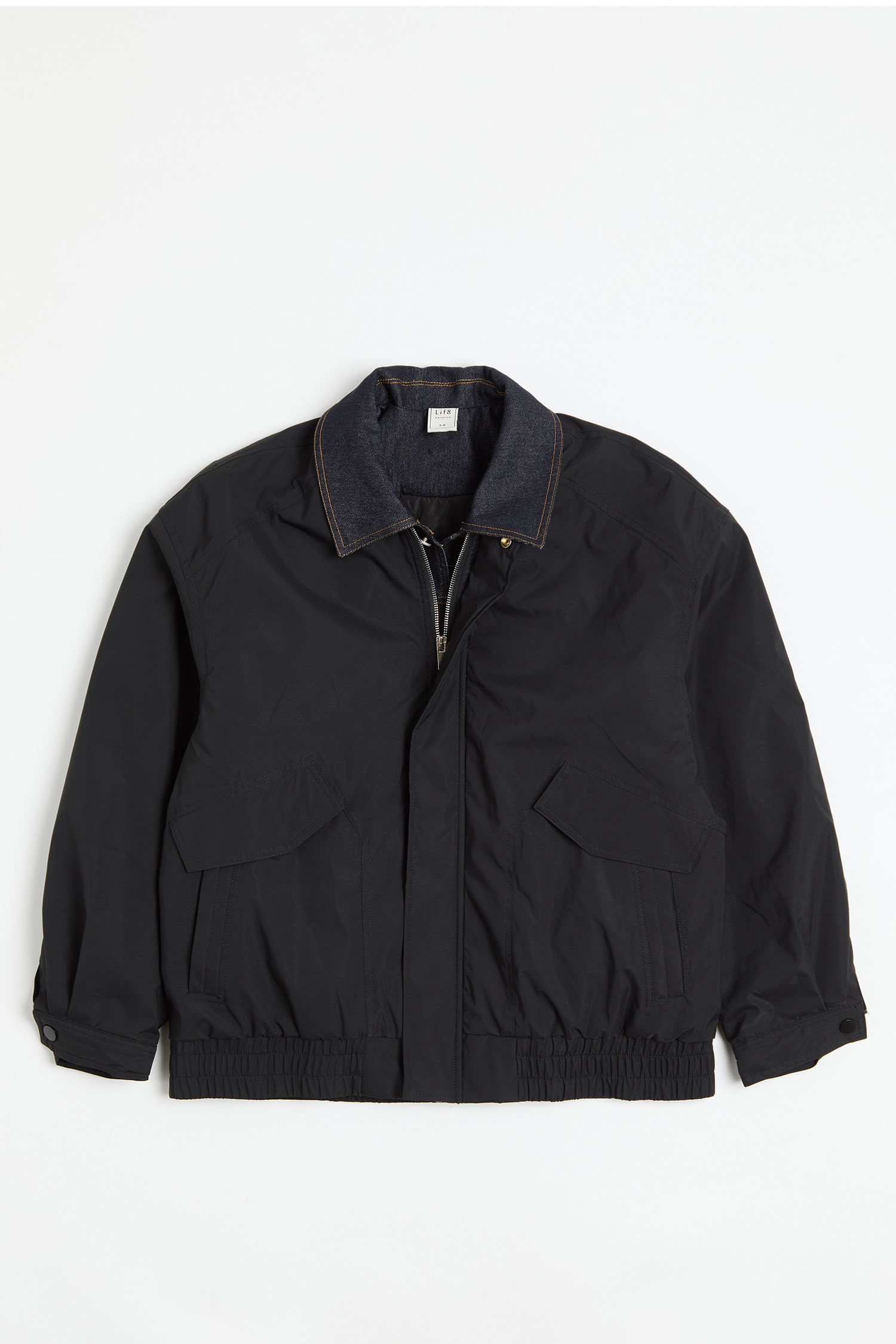 假兩件 牛仔拼接鋪棉外套