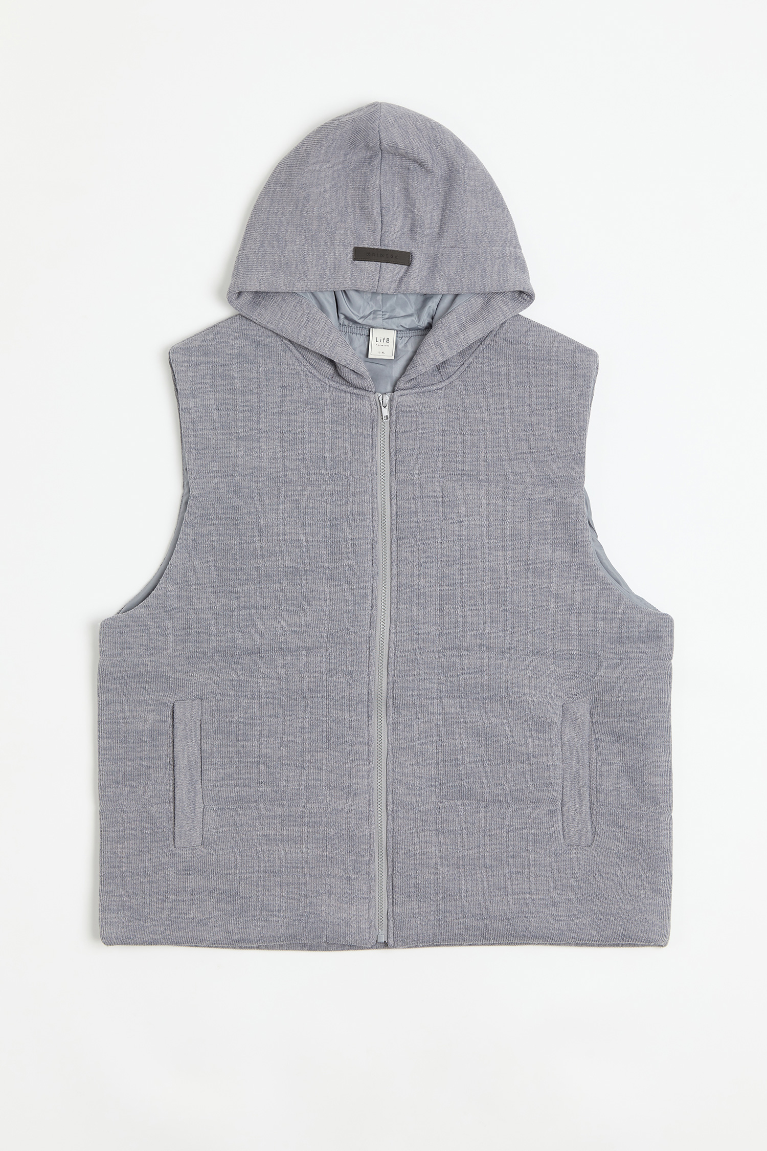 針織連帽鋪棉背心