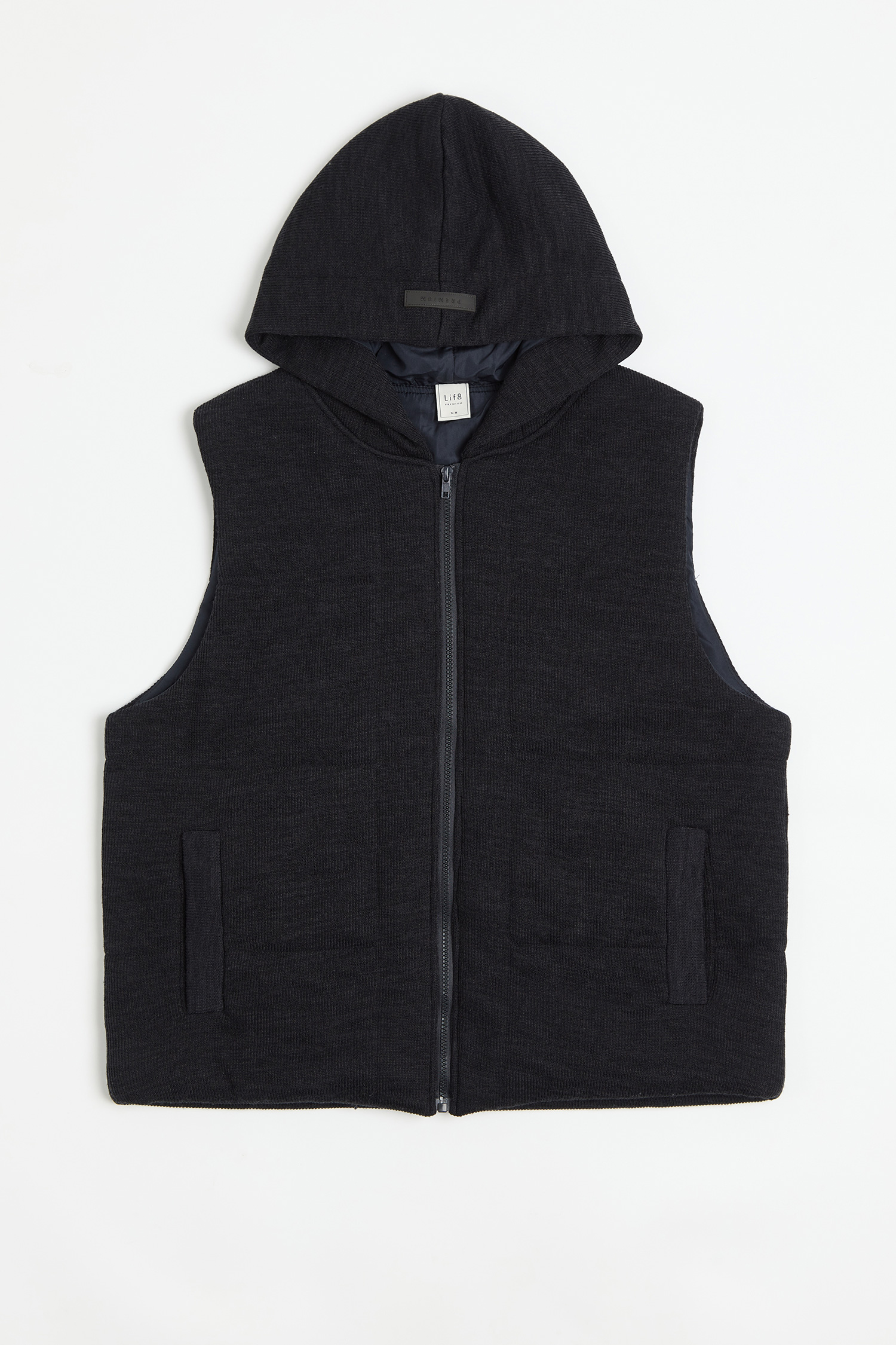 針織連帽鋪棉背心