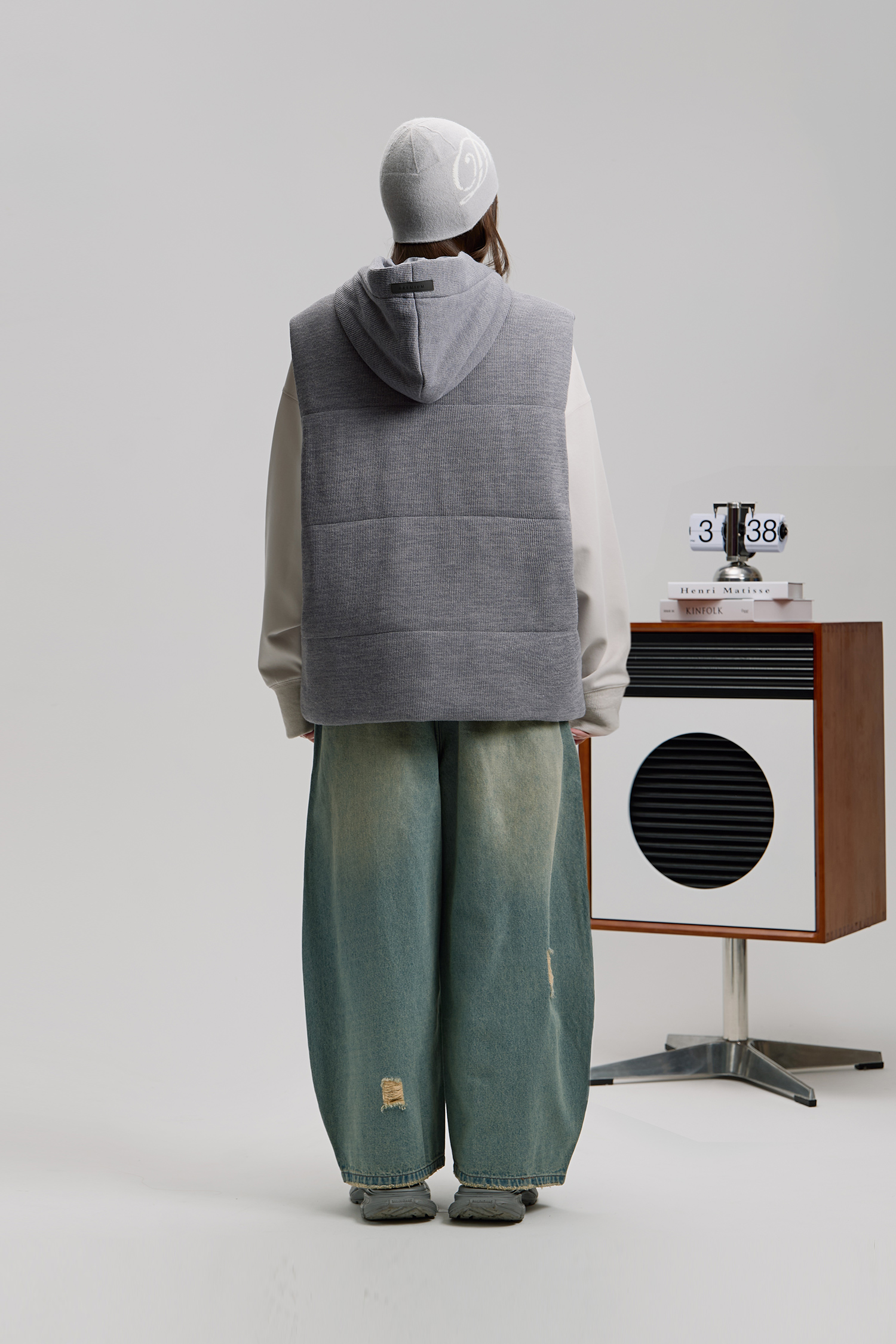 針織連帽鋪棉背心