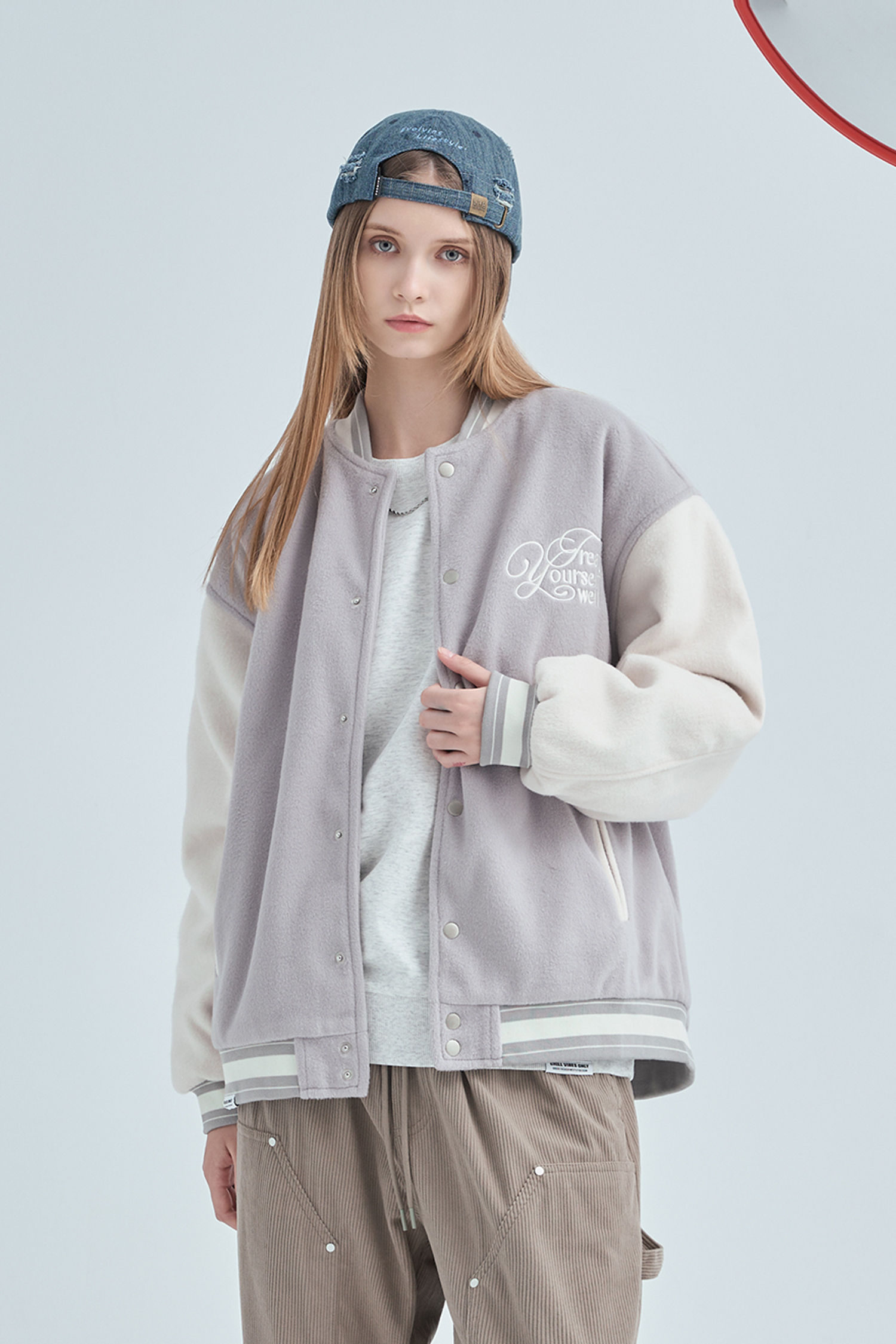 厚實 毛料 鋪棉棒球外套