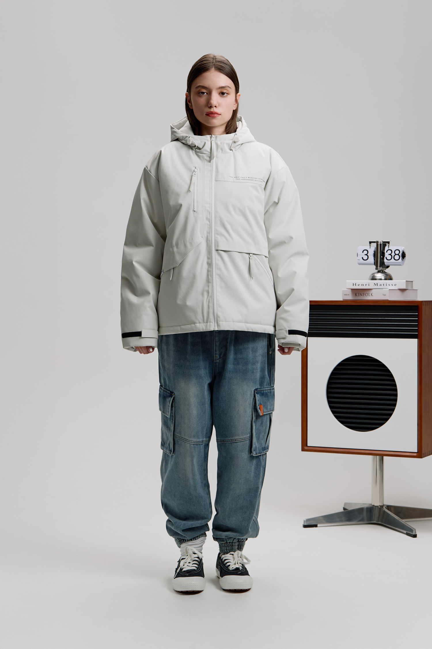 韓系 防潑水 鋪棉連帽外套