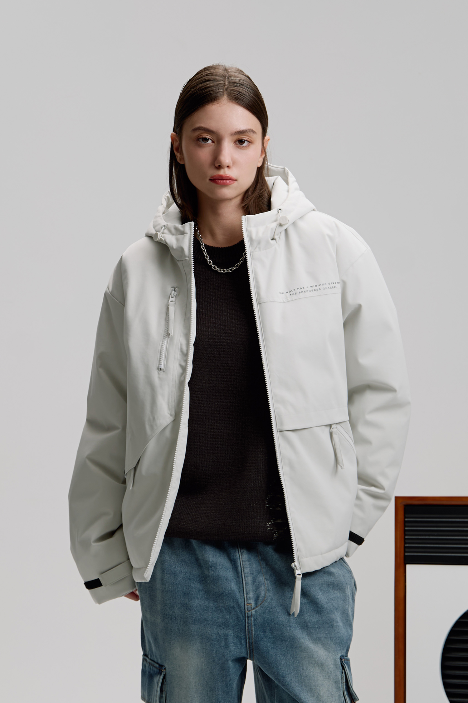 韓系 防潑水 鋪棉連帽外套