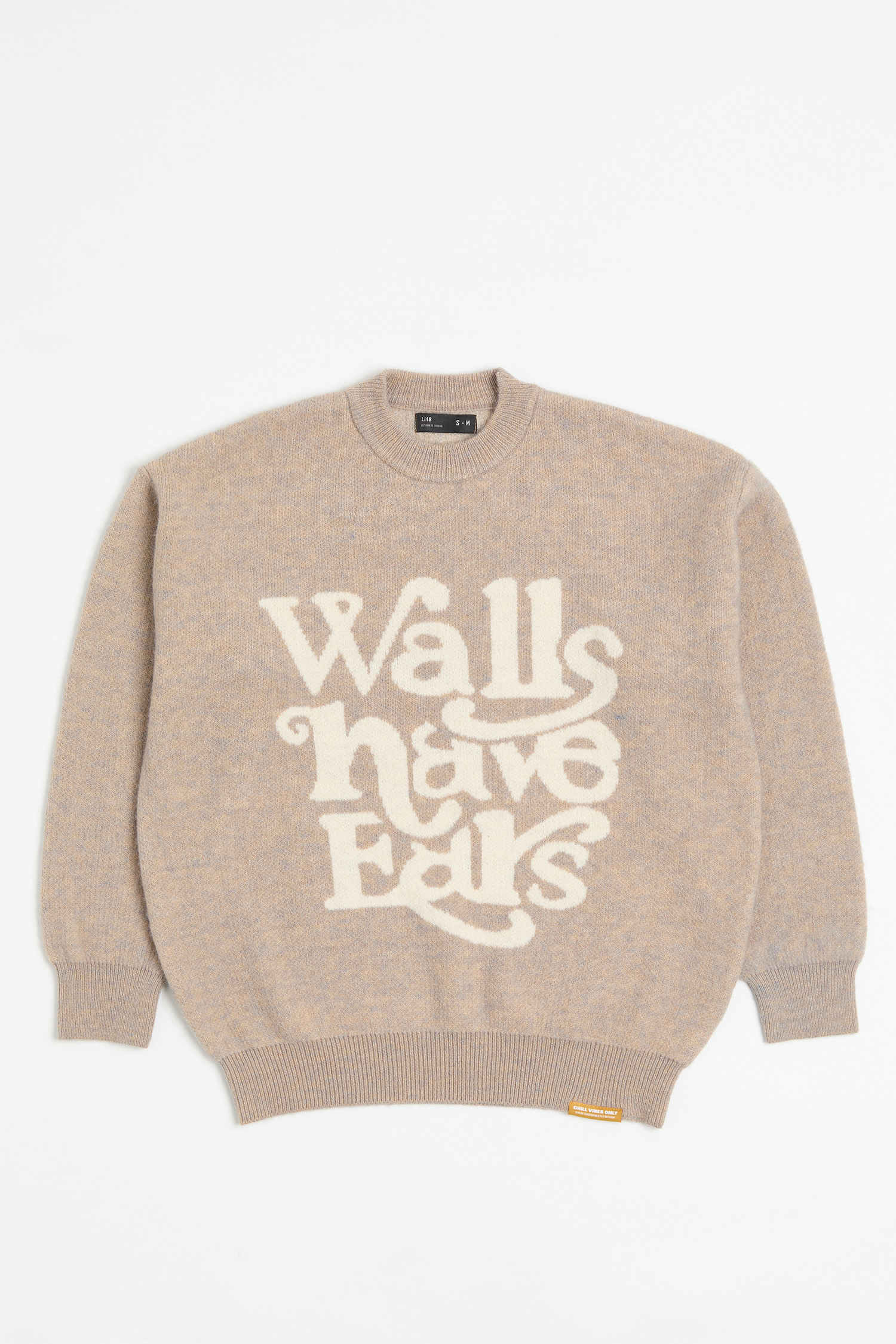 韓系 文字提花 圓領針織毛衣