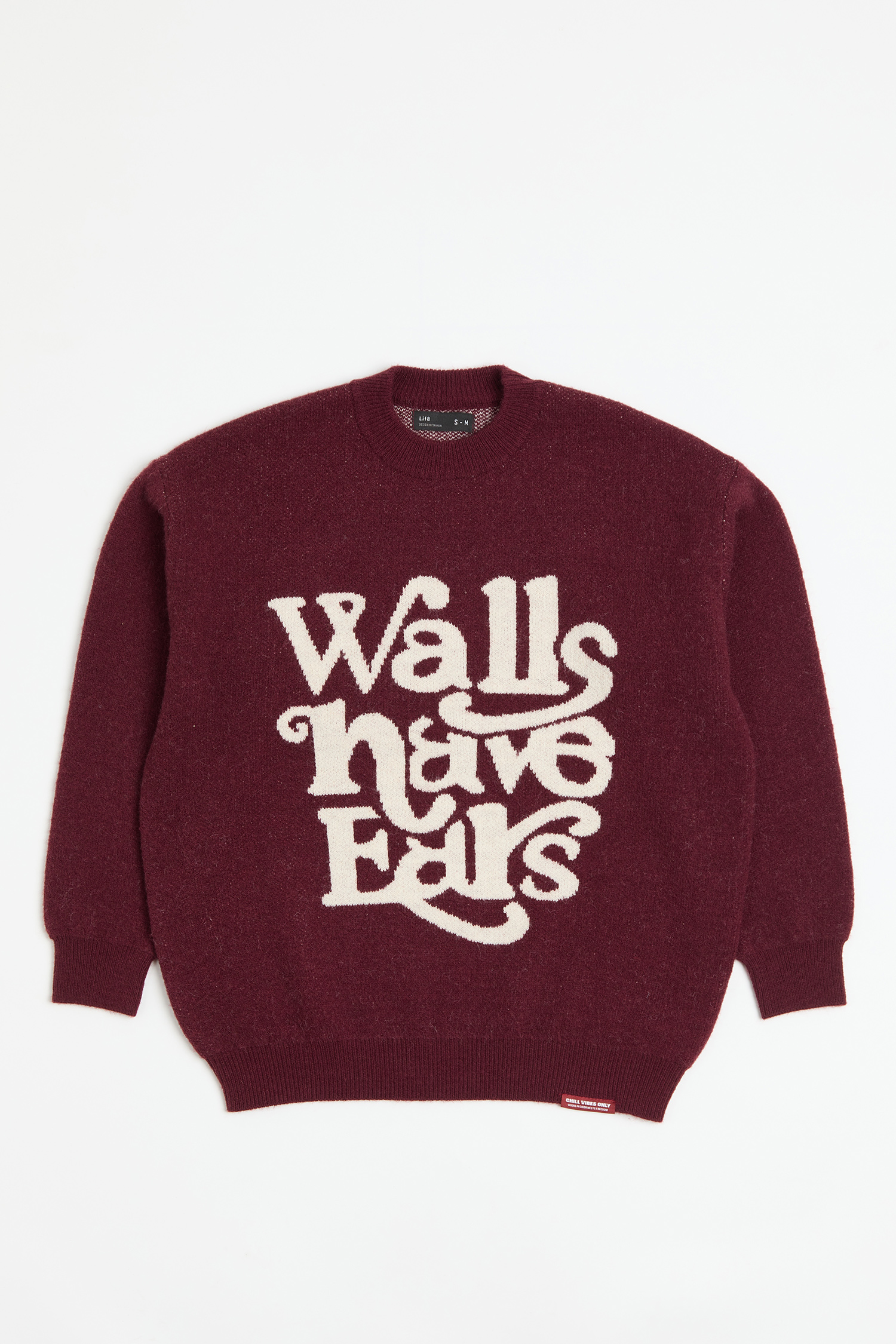 韓系 文字提花 圓領針織毛衣