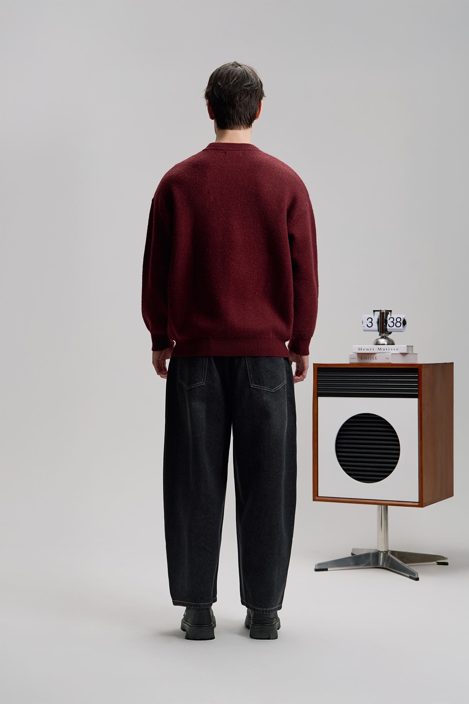 韓系 文字提花 圓領針織毛衣