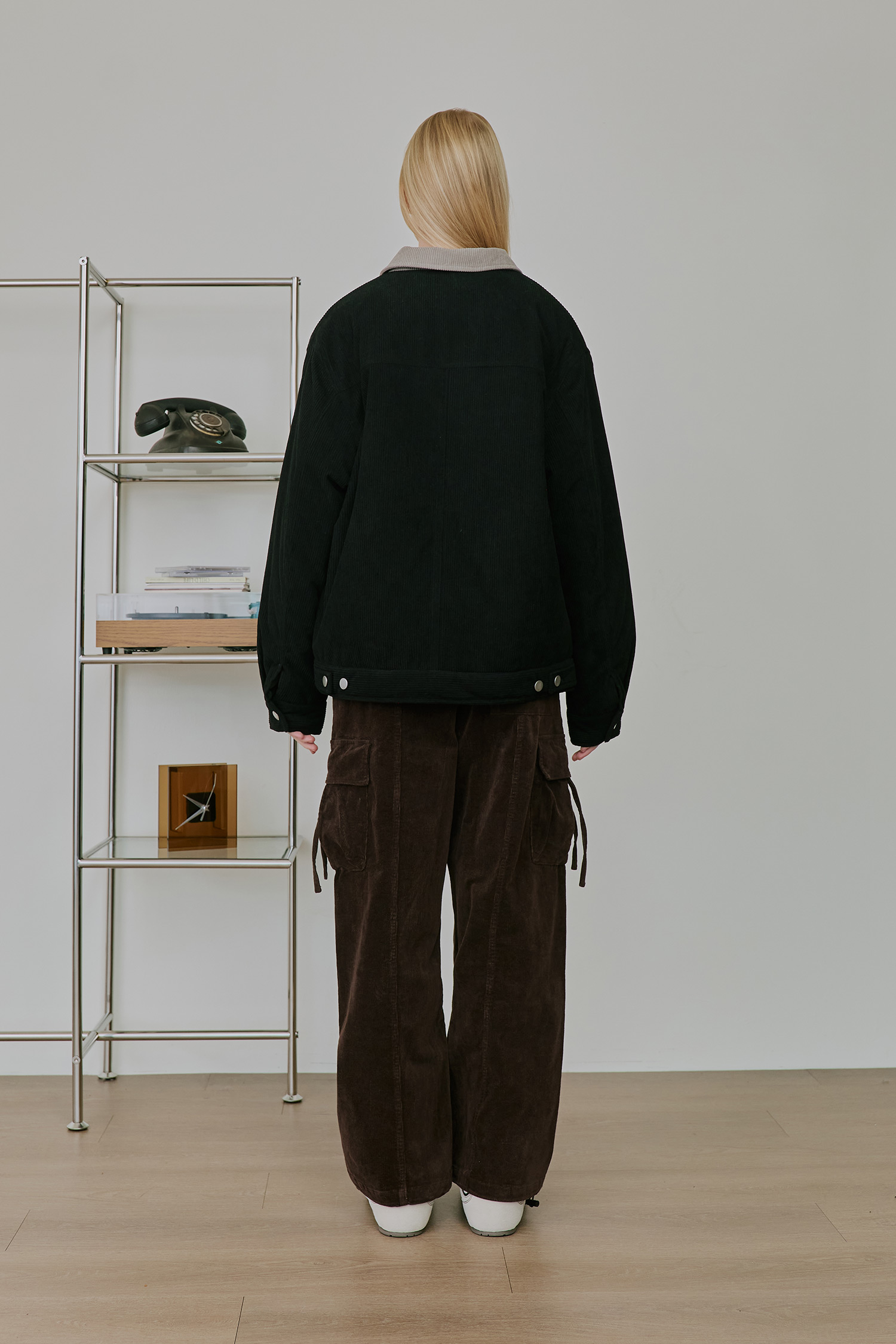 撞色領片 翻領鋪棉外套