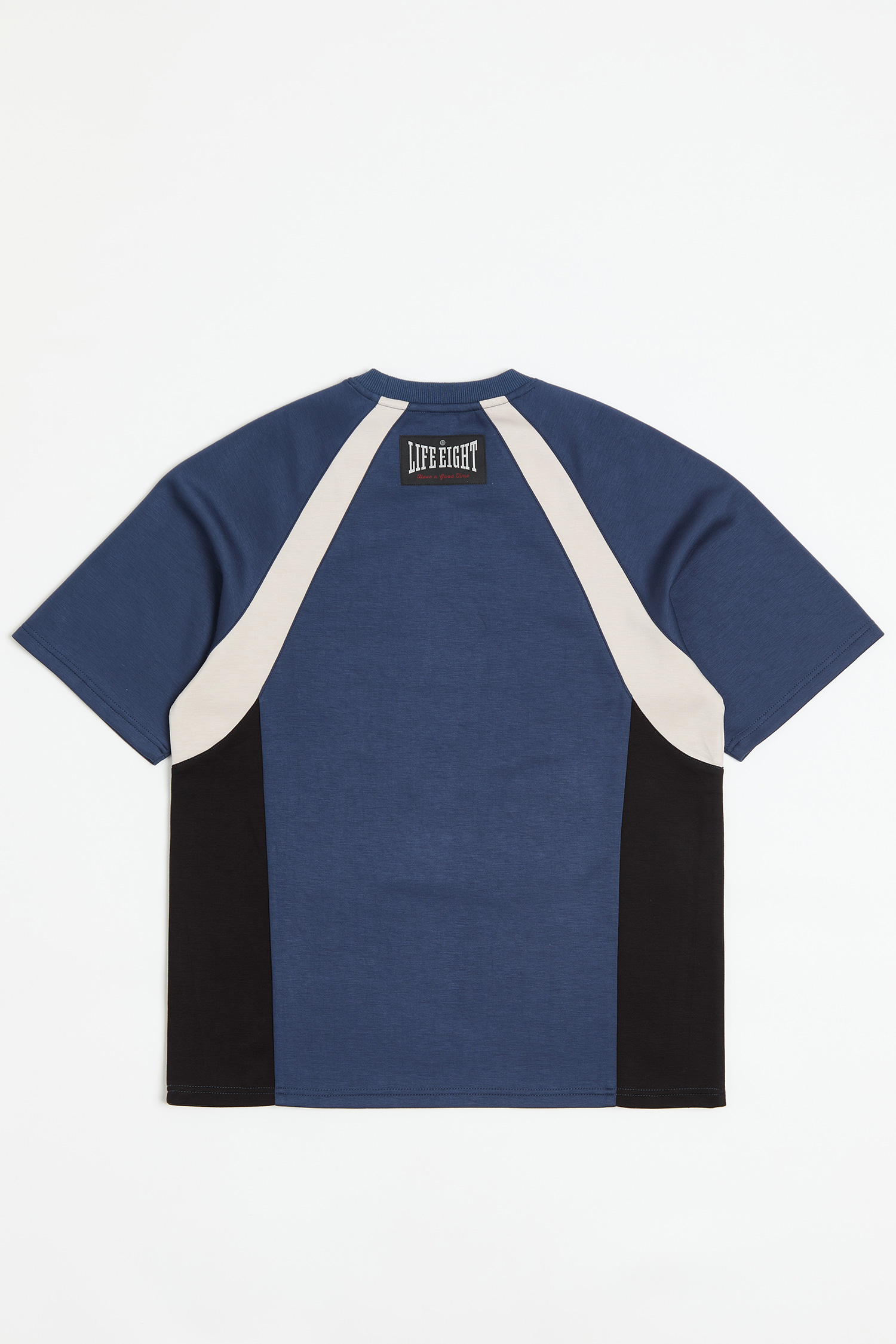 撞色拼接 太空棉印花短袖上衣