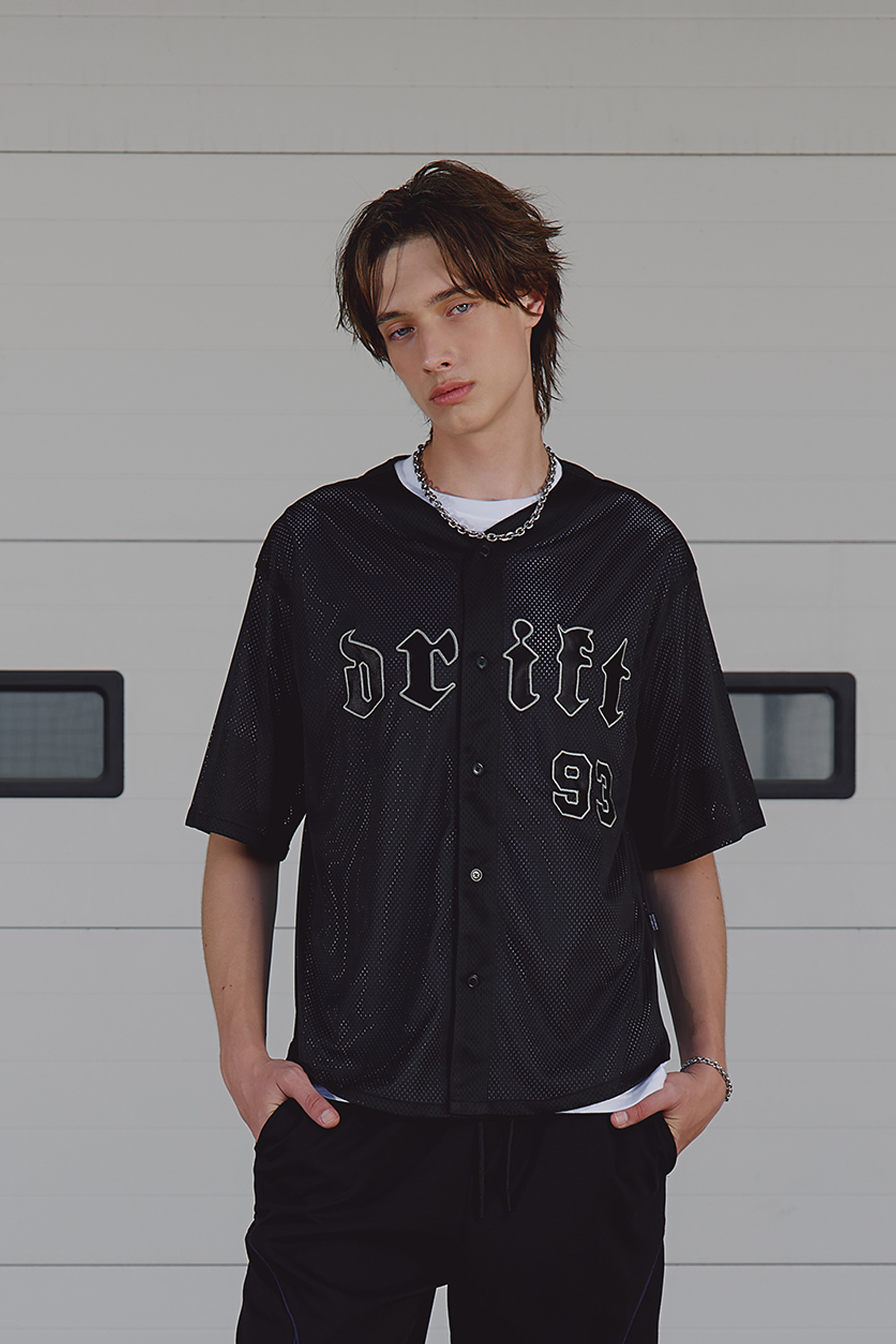 貼布繡 網洞棒球襯衫