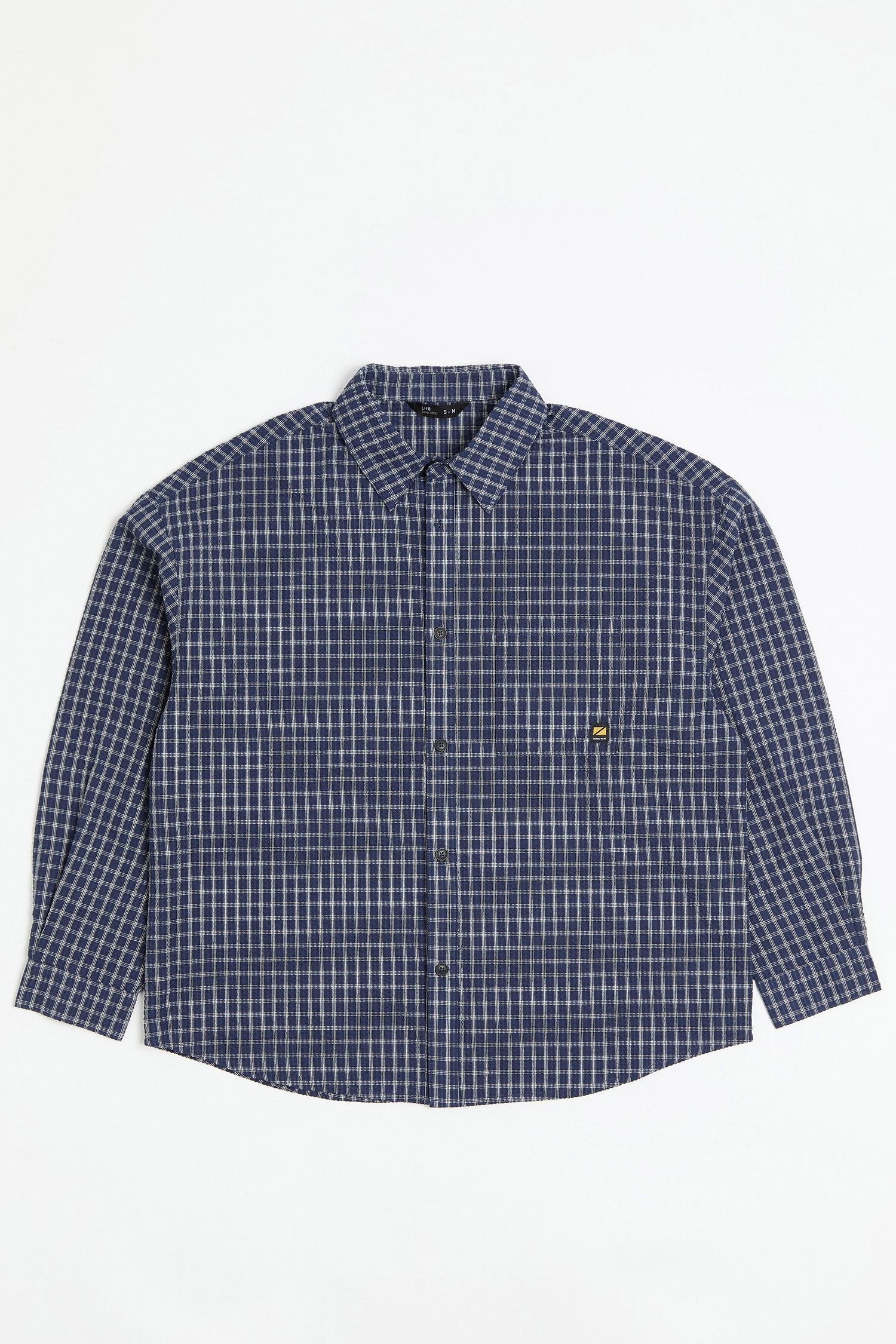 日系微皺 格紋長袖襯衫