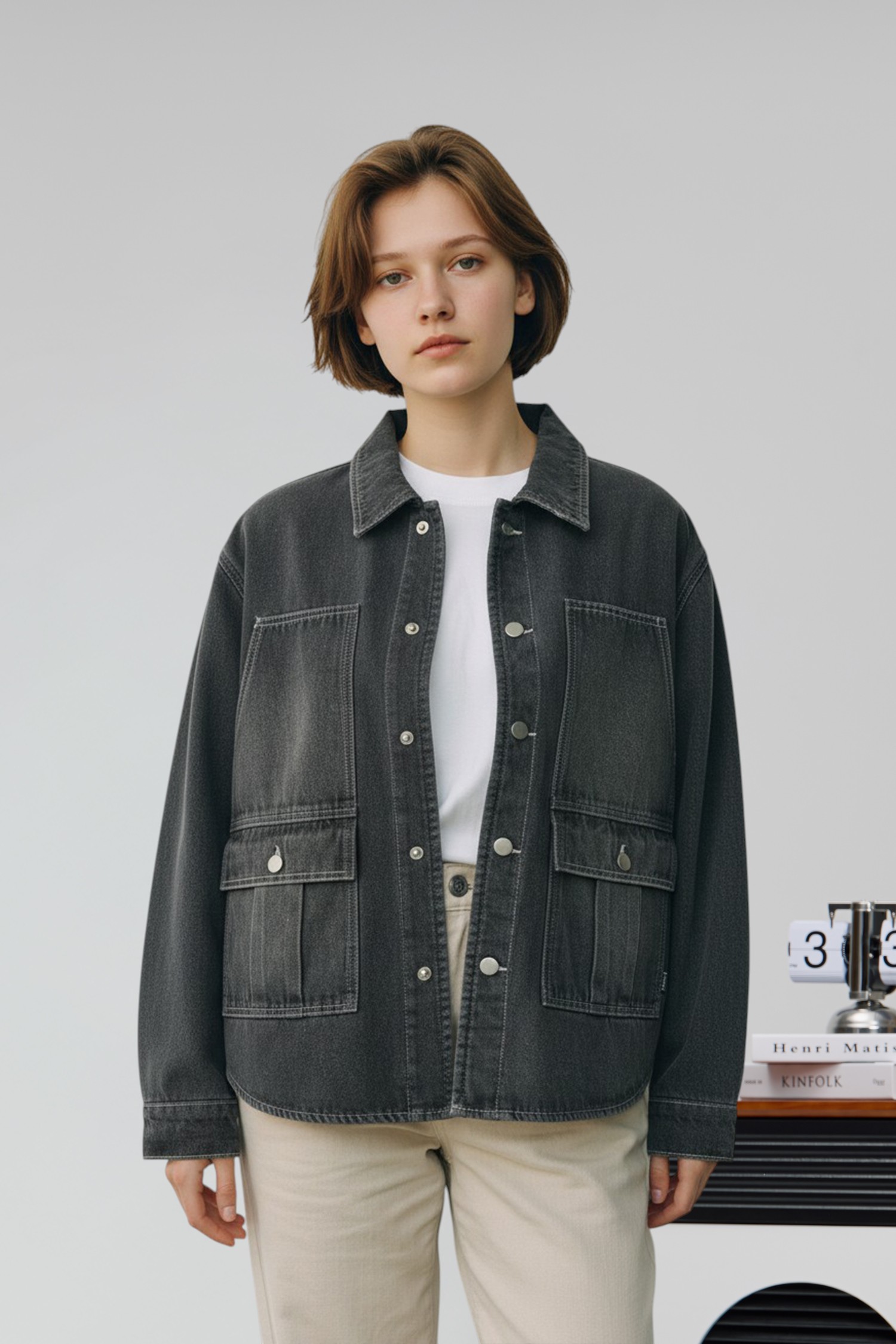 內貼羊羔絨 牛仔襯衫式外套