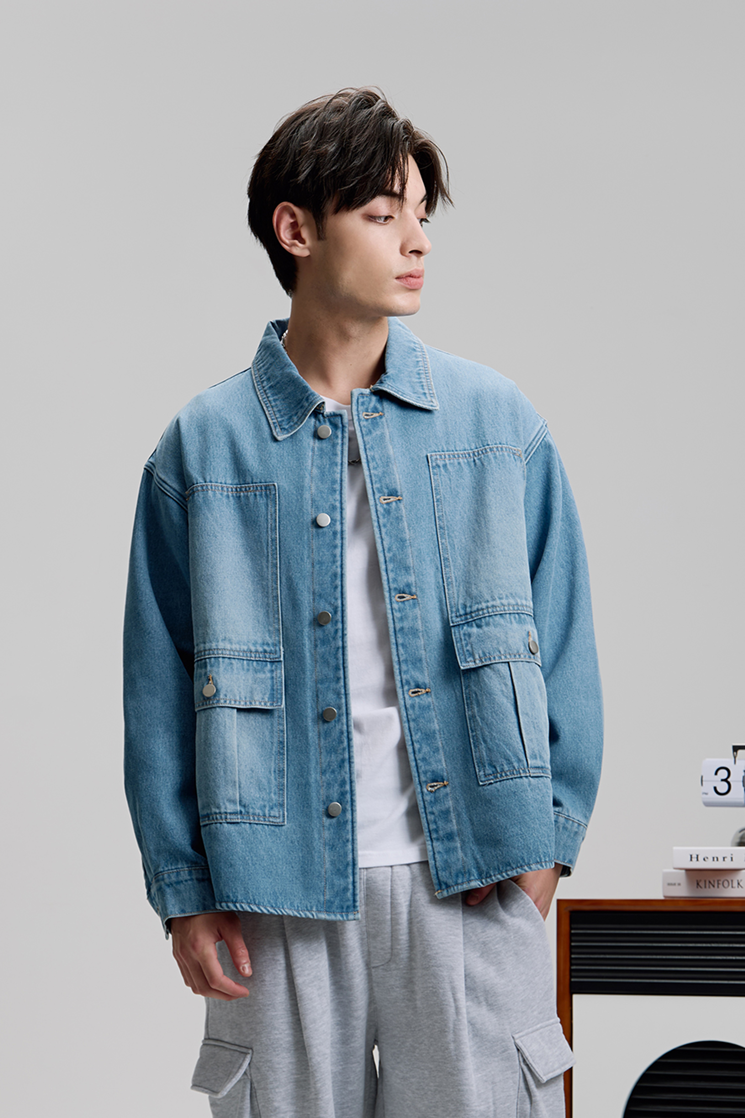 內貼羊羔絨 牛仔襯衫式外套