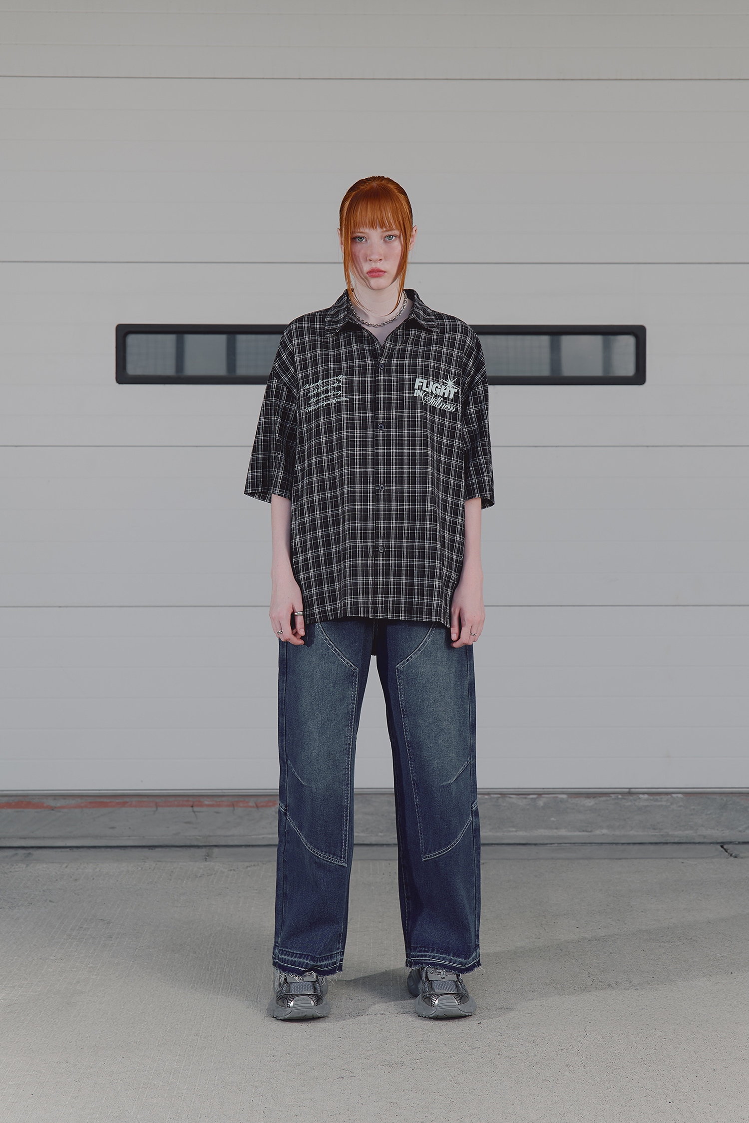 逐光之蜻 格紋短袖襯衫