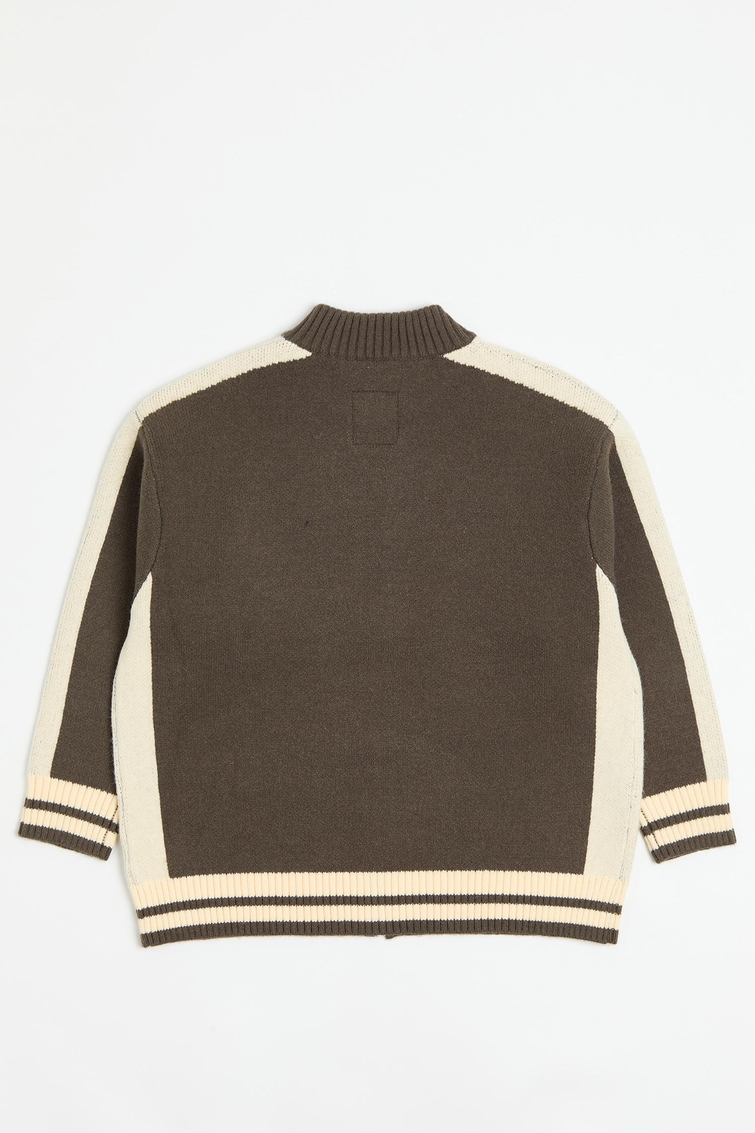 文字緹花拉鍊毛衣外套