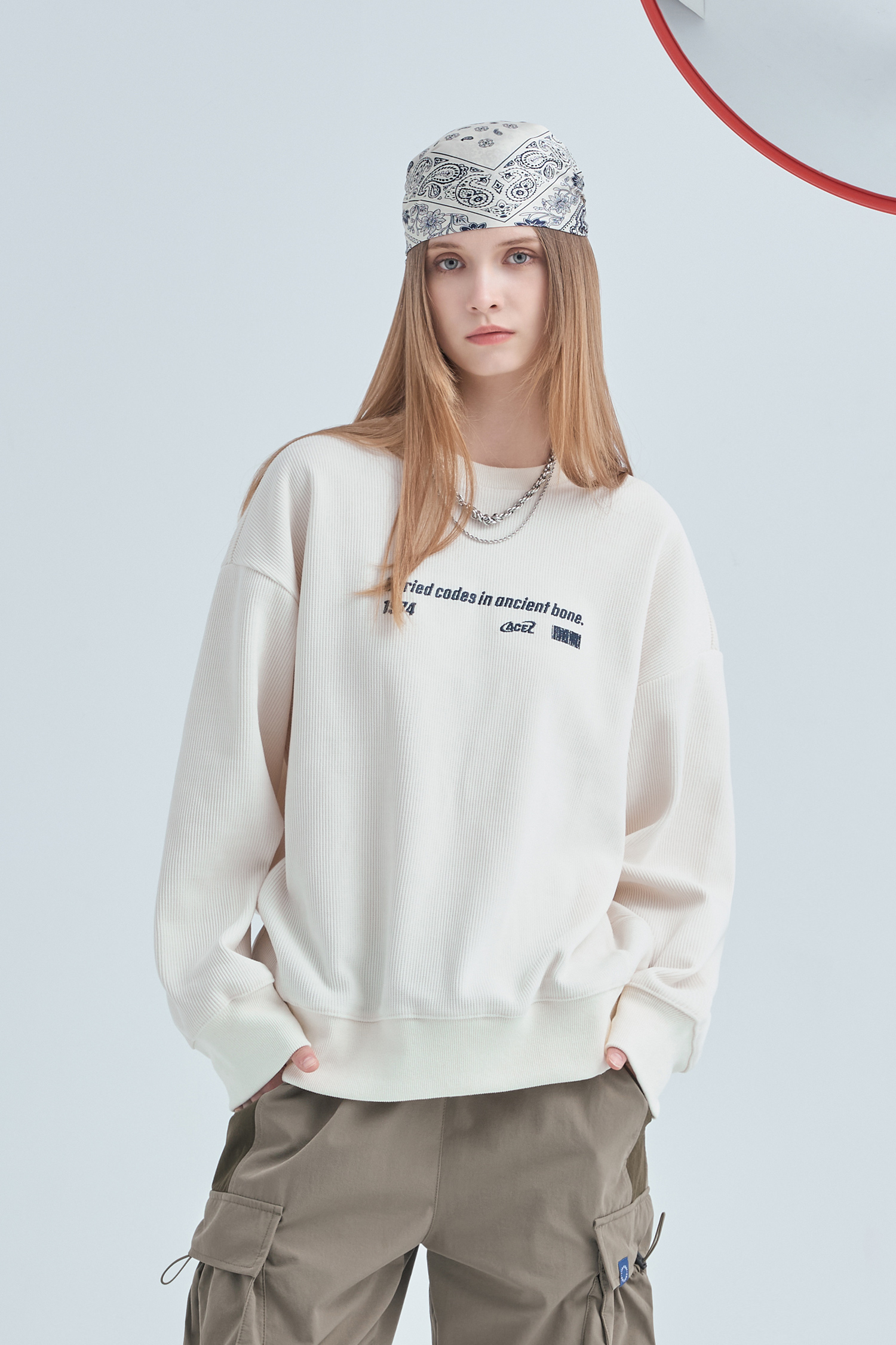 解碼計劃 厚磅條絨長袖上衣