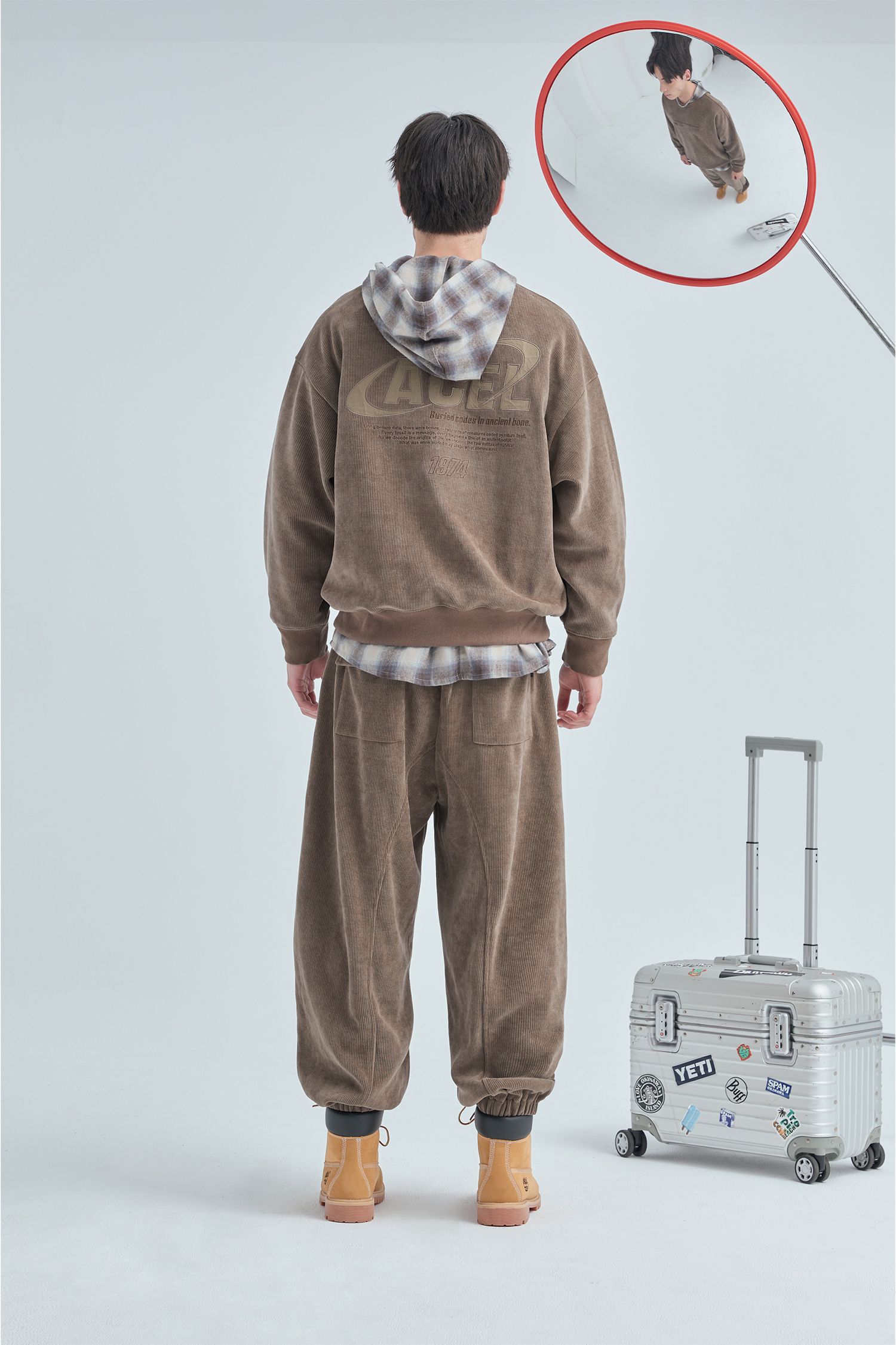 解碼計劃 厚磅條絨長袖上衣