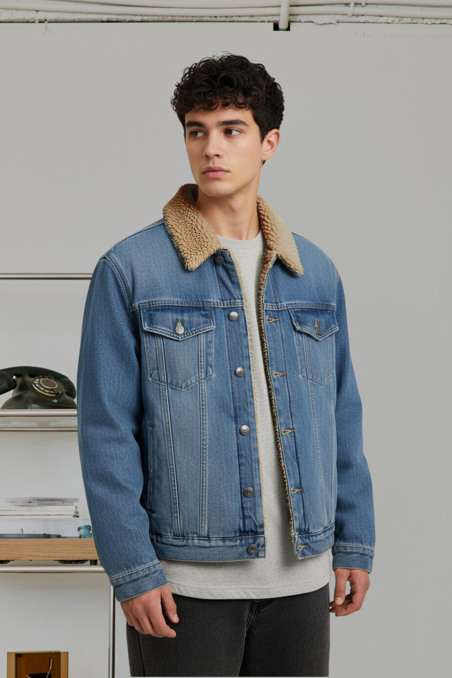 羊羔毛拼接 經典牛仔外套