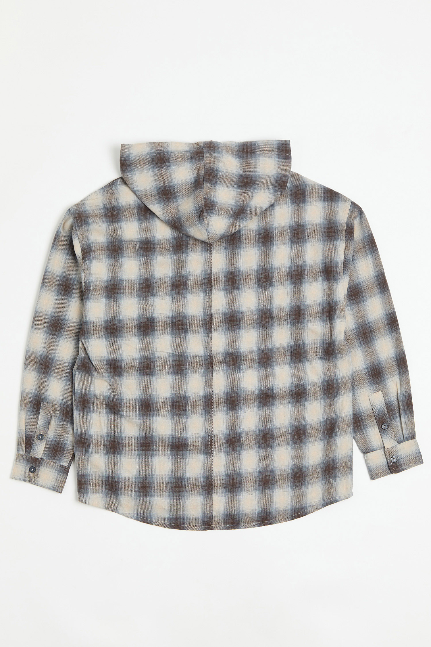 小眾格紋 連帽長袖襯衫