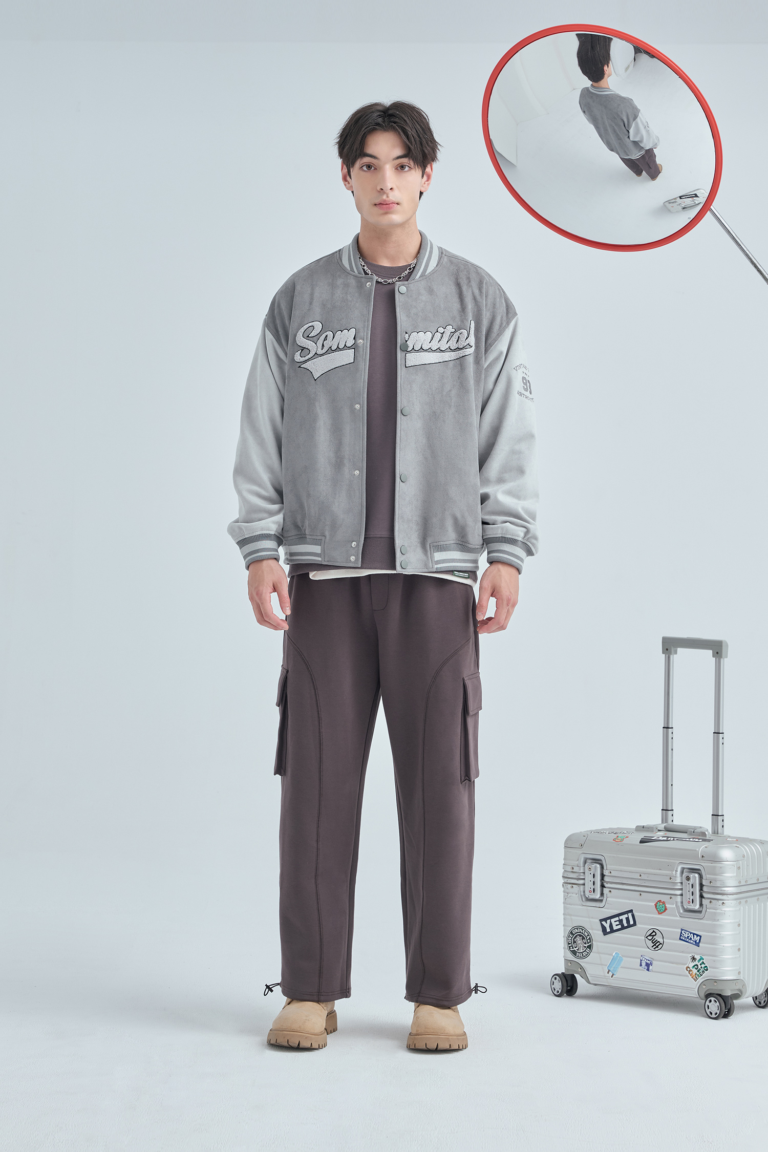 美式復古 麂皮絨棒球外套