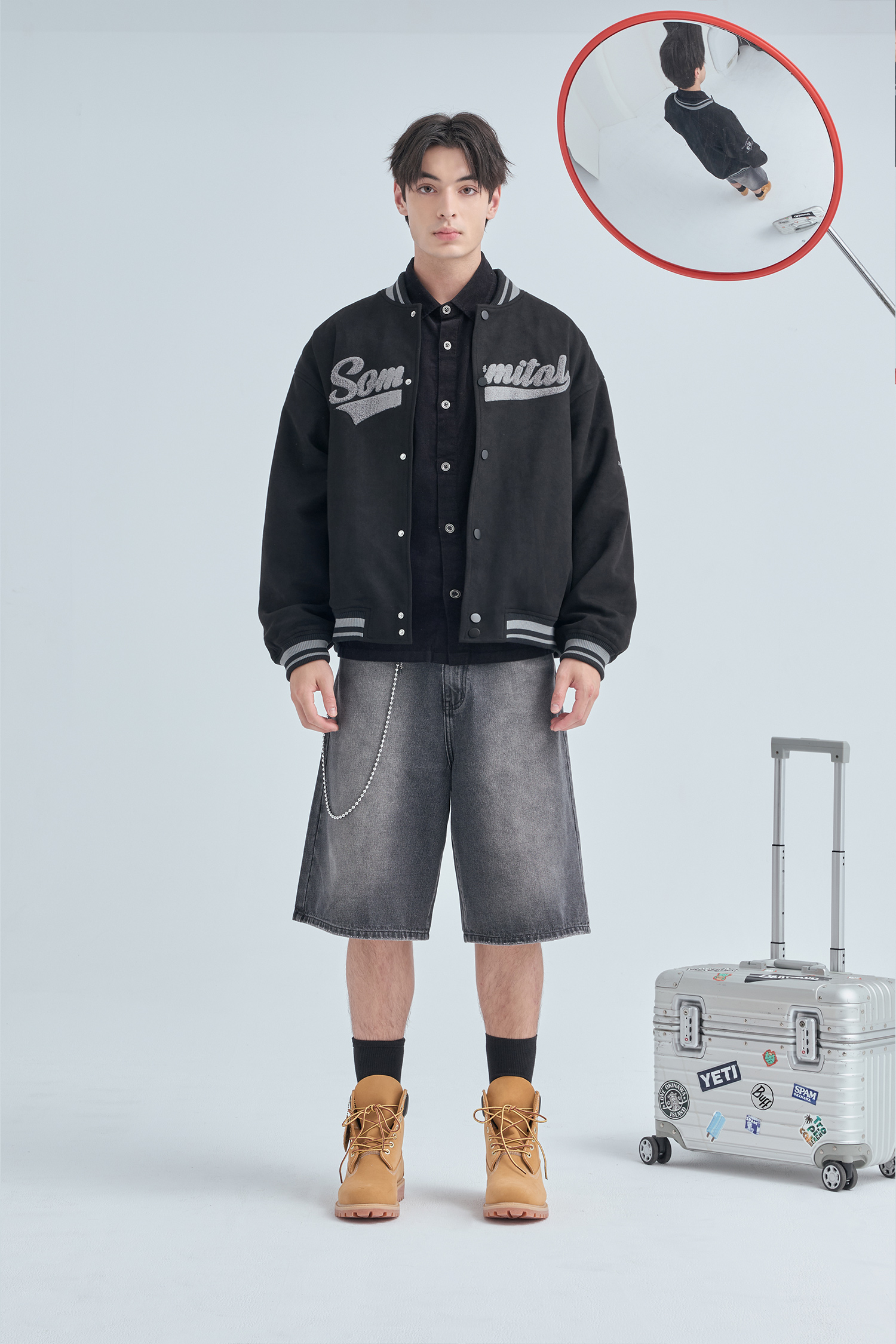 美式復古 麂皮絨棒球外套