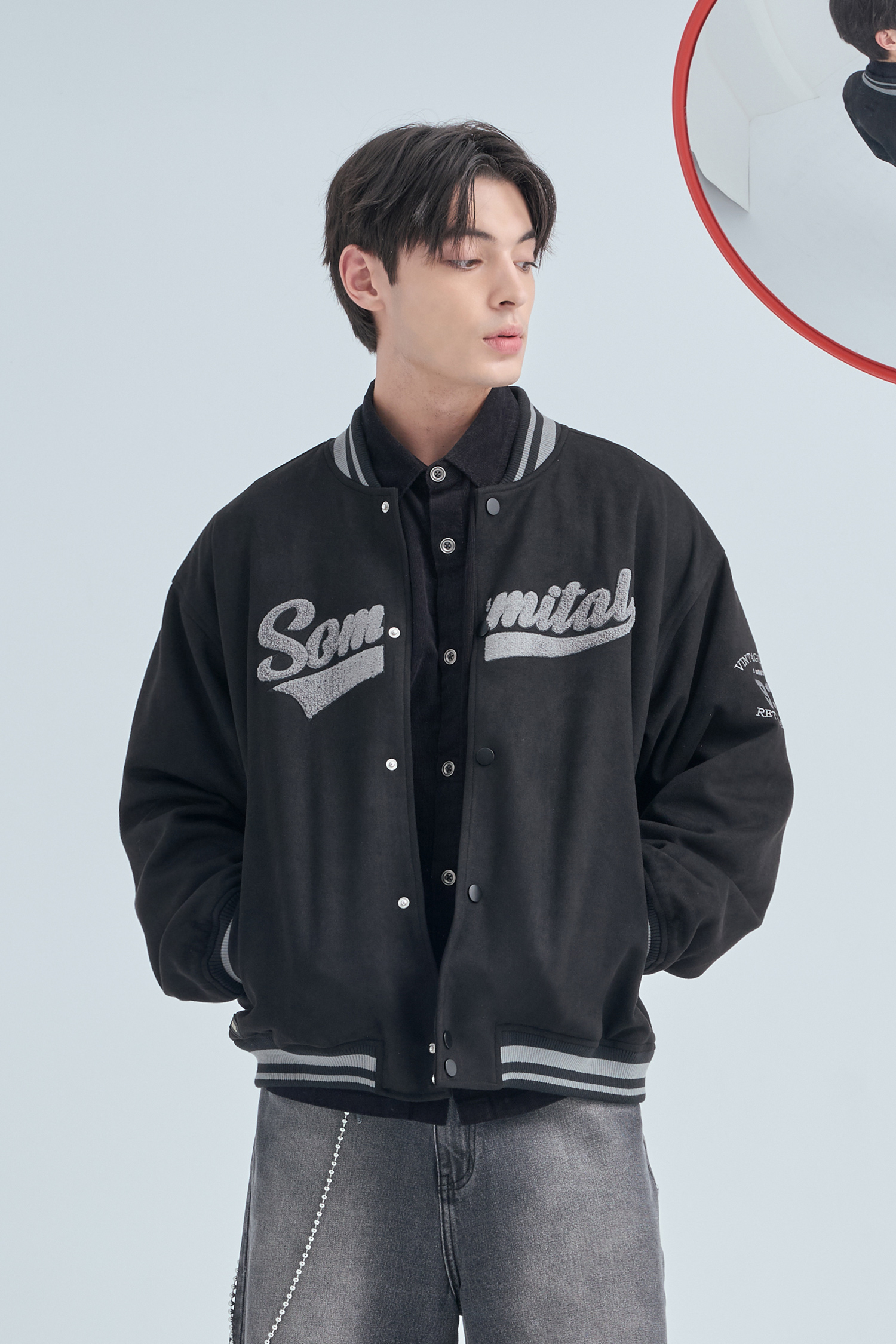 美式復古 麂皮絨棒球外套