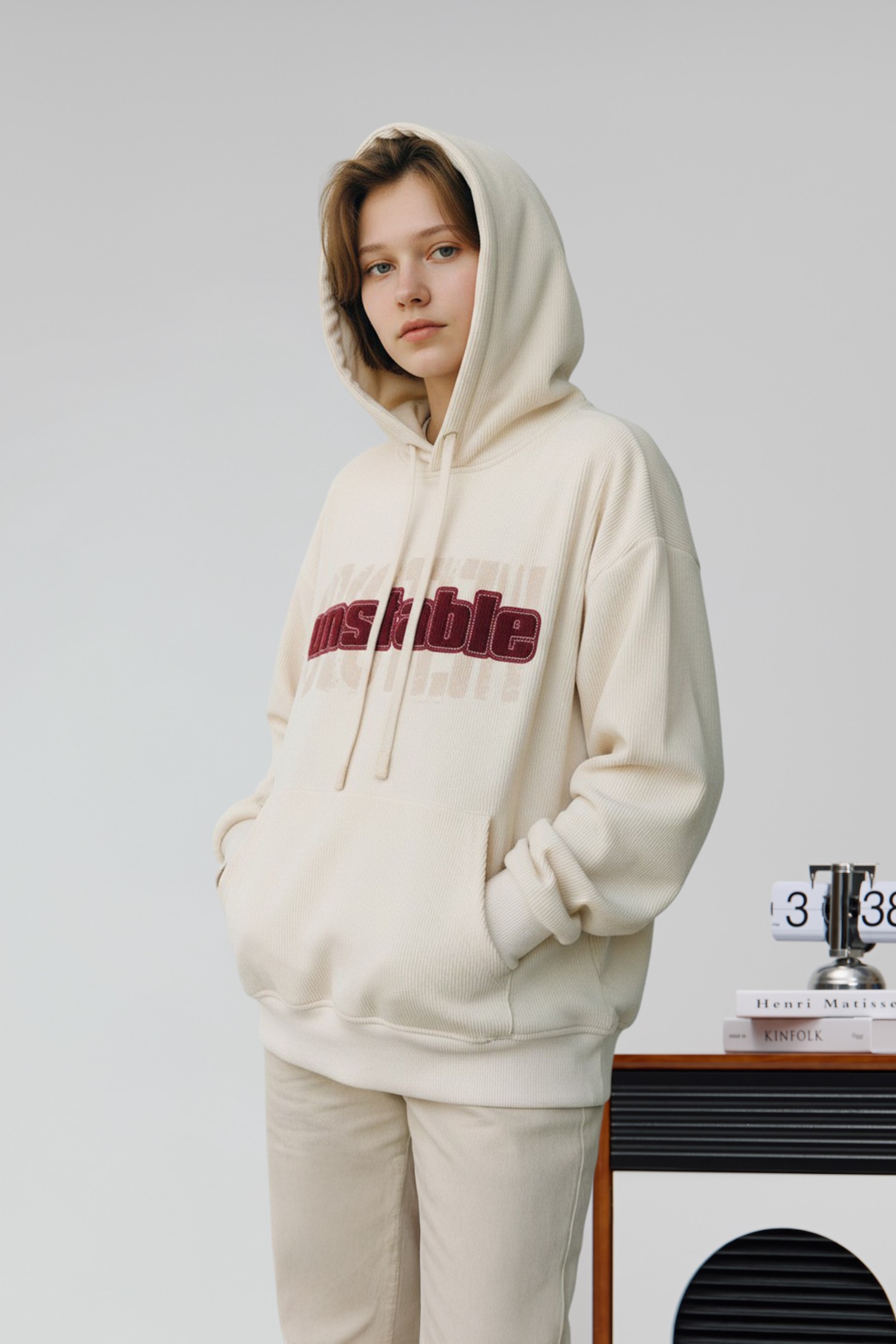 厚磅條絨 連帽長袖上衣