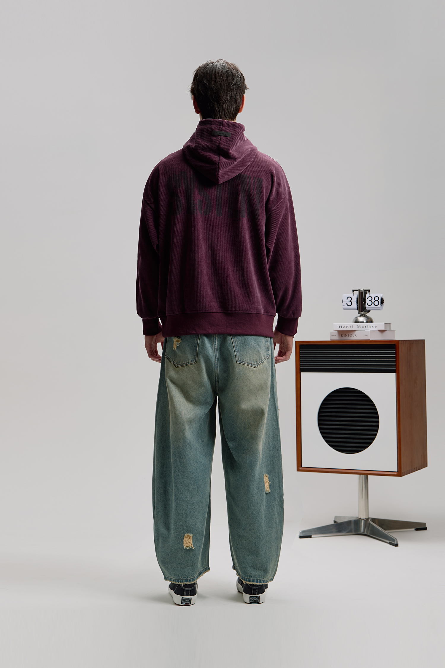 厚磅條絨 連帽長袖上衣