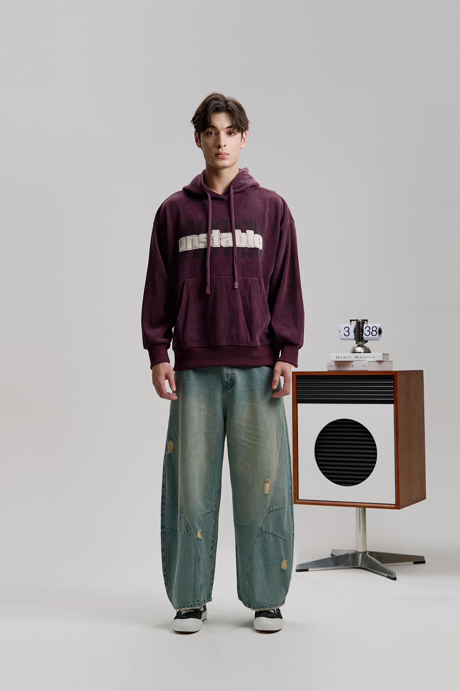 厚磅條絨 連帽長袖上衣