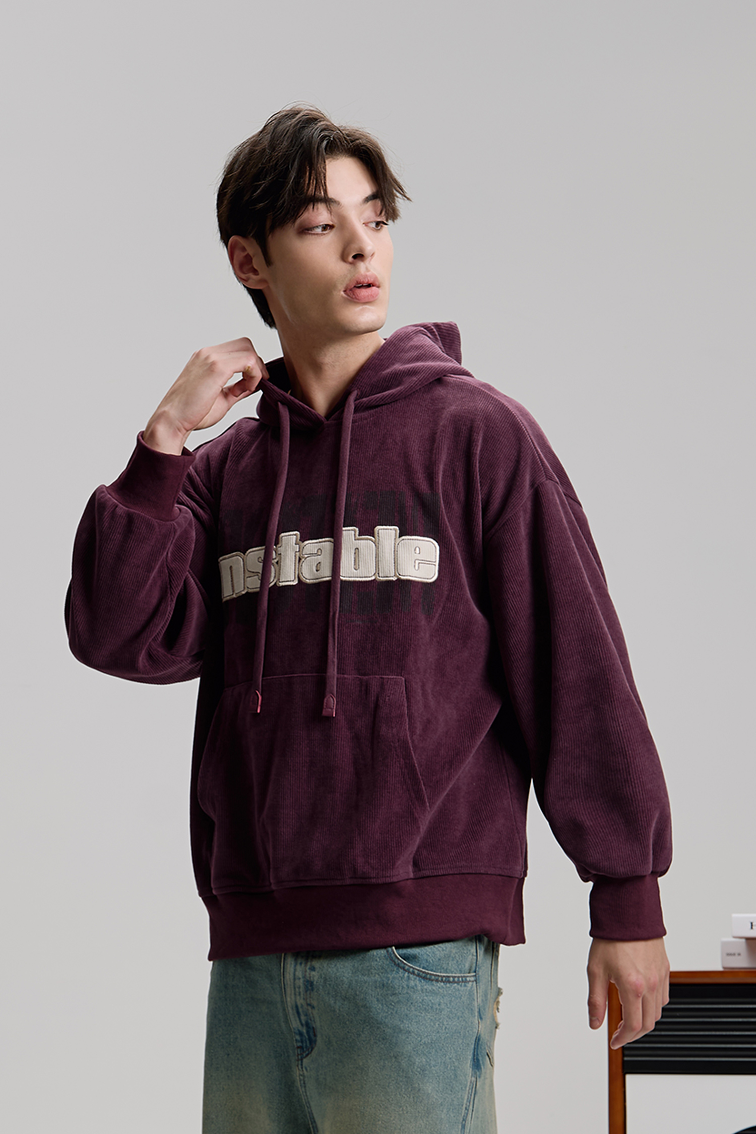 厚磅條絨 連帽長袖上衣