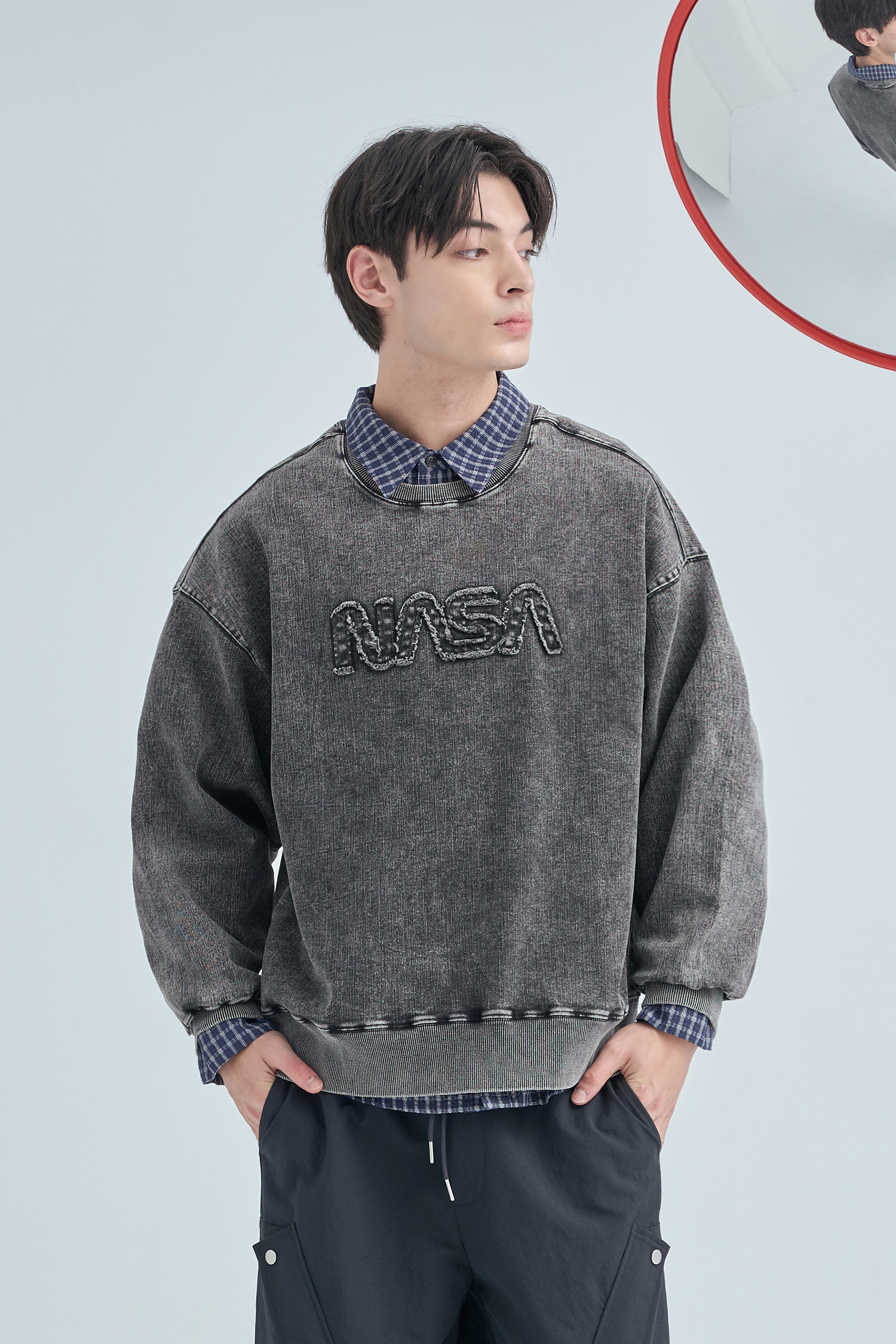 太空系列 貼布繡牛仔長袖上衣