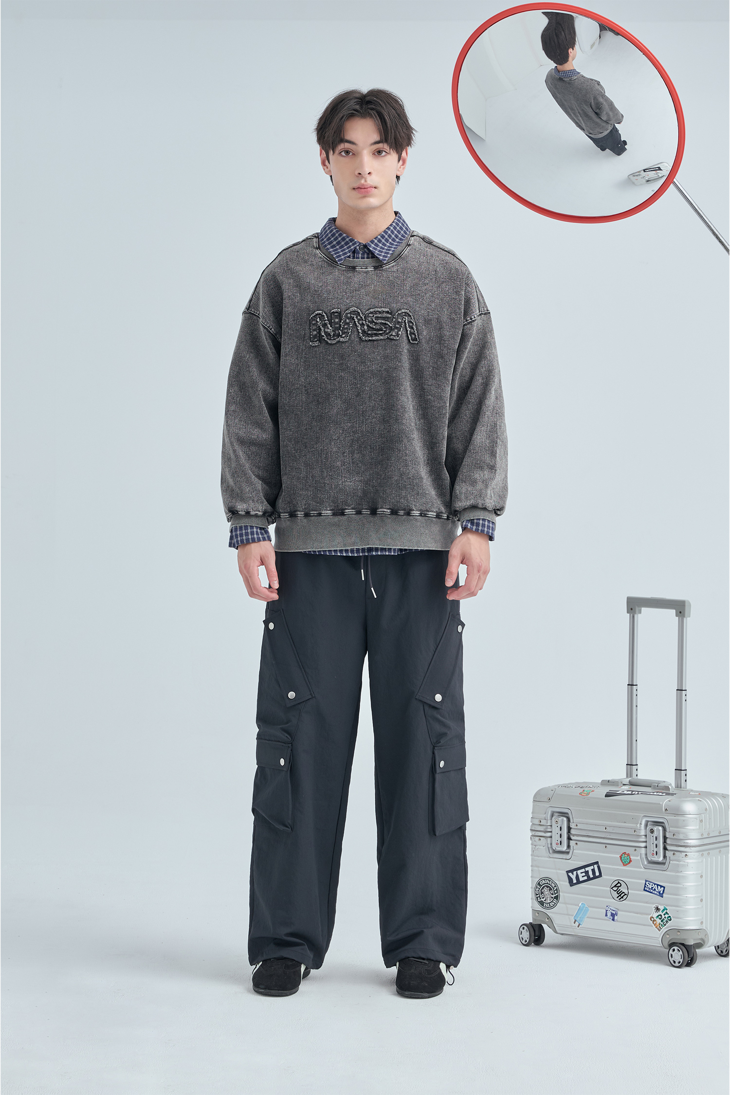 太空系列 貼布繡牛仔長袖上衣