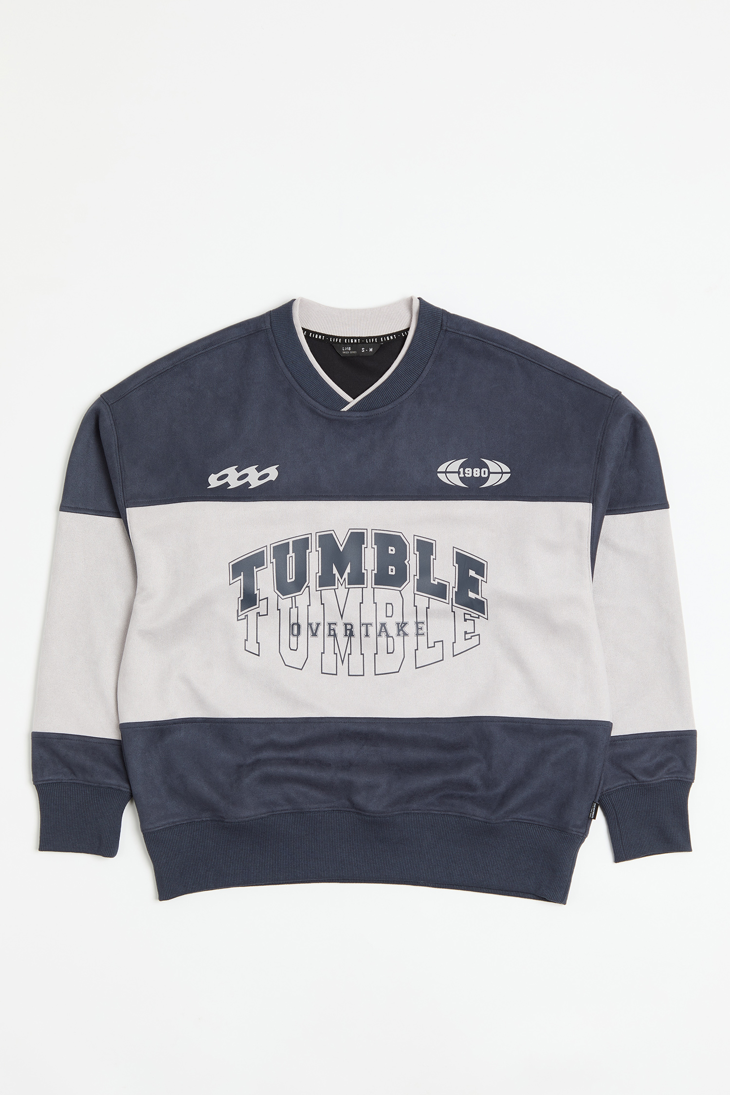 美式復古 麂皮拚色長袖上衣