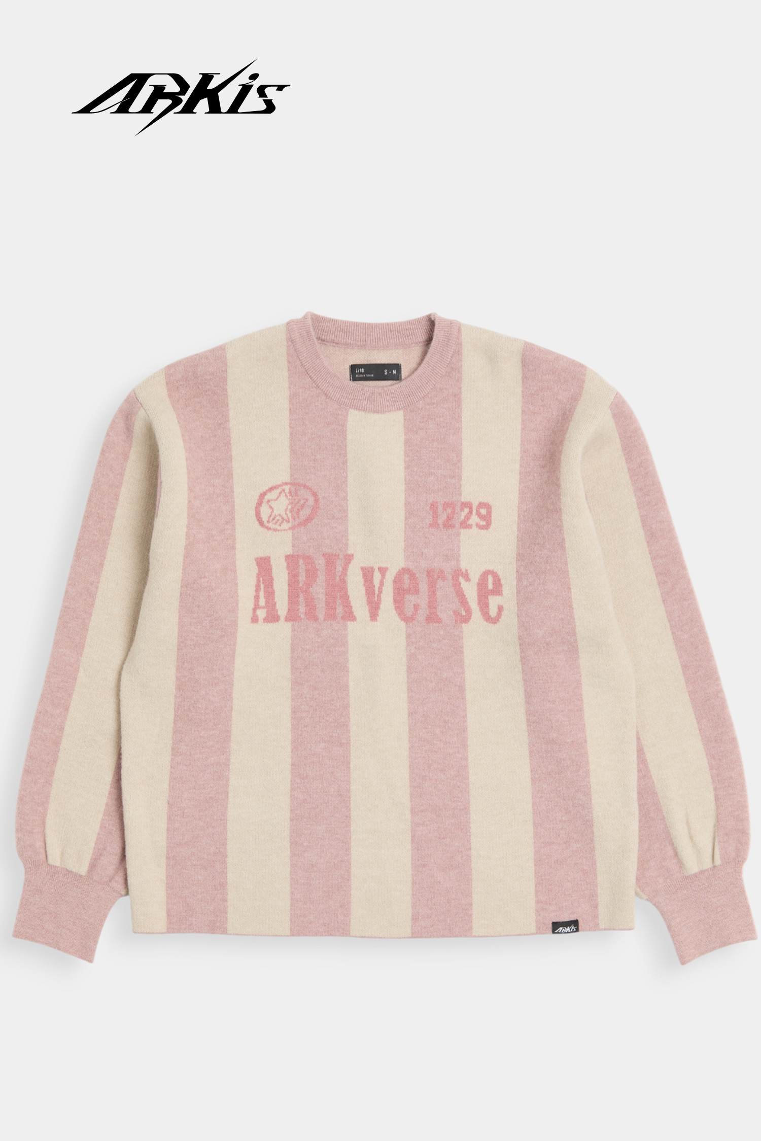 ARKis 條紋緹花復古毛衣(短版)