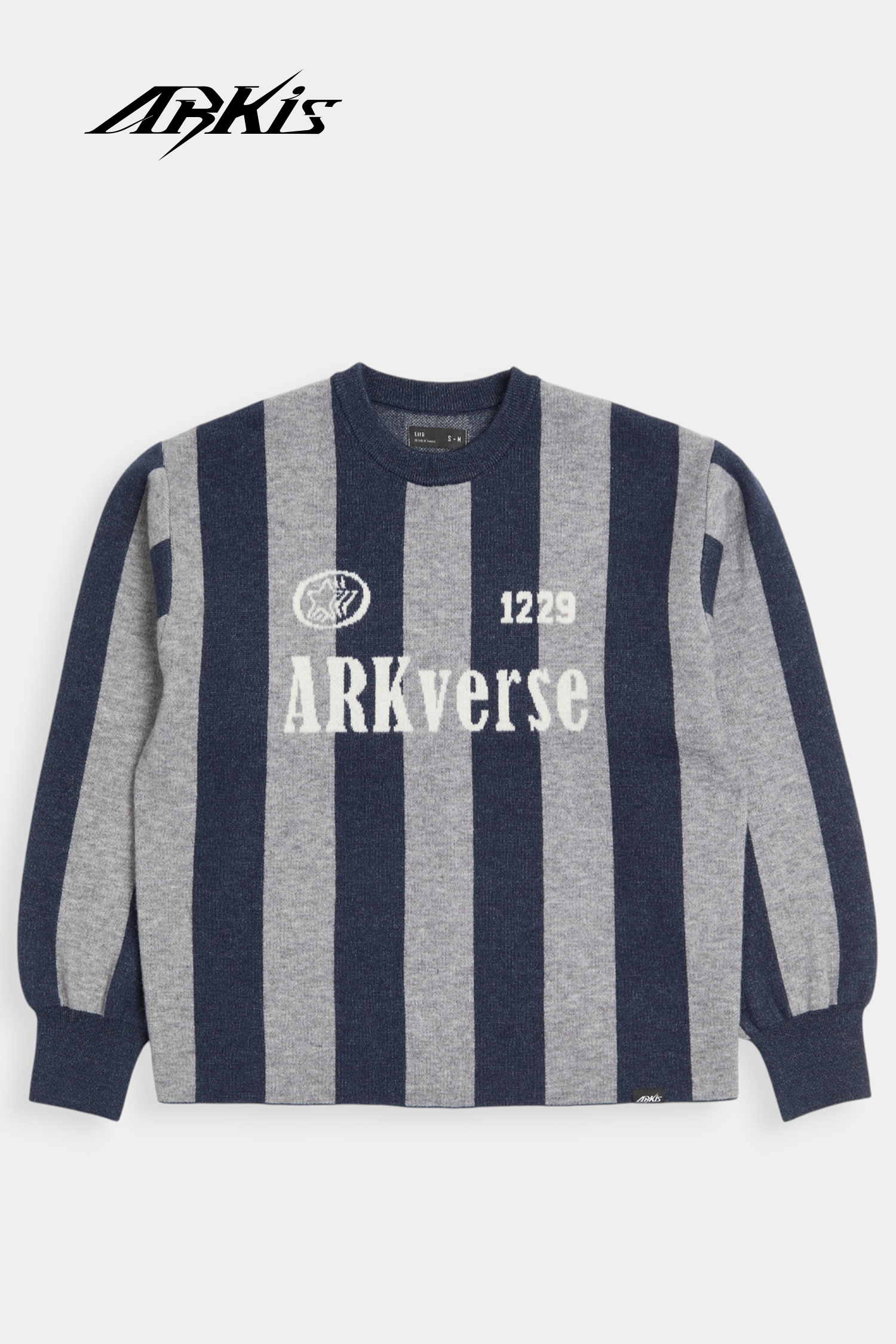 ARKis 條紋緹花復古毛衣(短版)