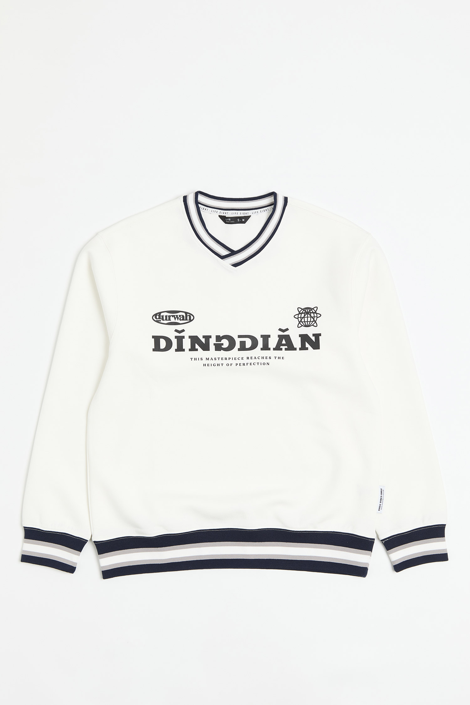 韓系 跳色羅紋 V領長袖上衣