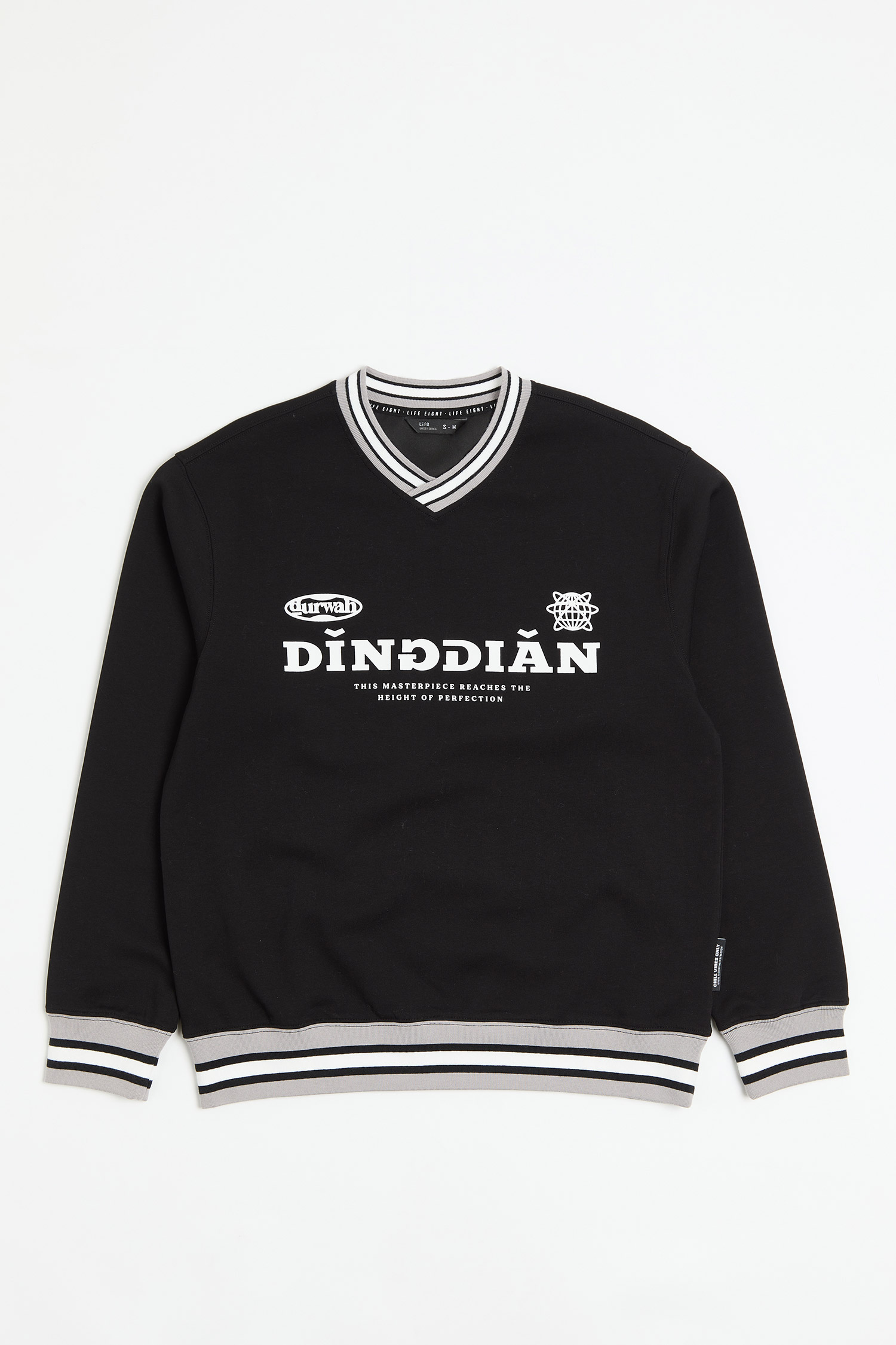 韓系 跳色羅紋 V領長袖上衣