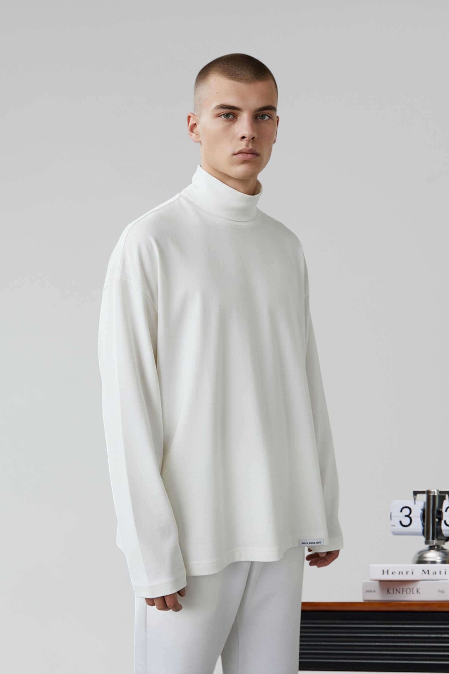 基礎彈性 半高領長袖上衣