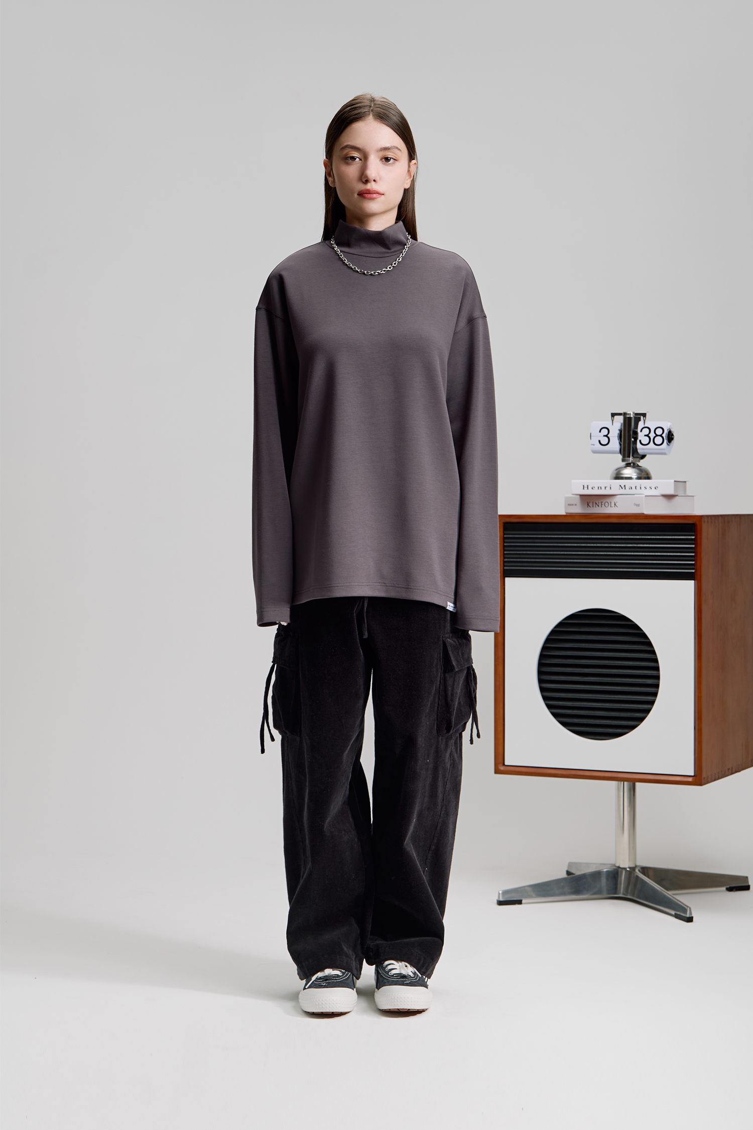 基礎彈性 半高領長袖上衣