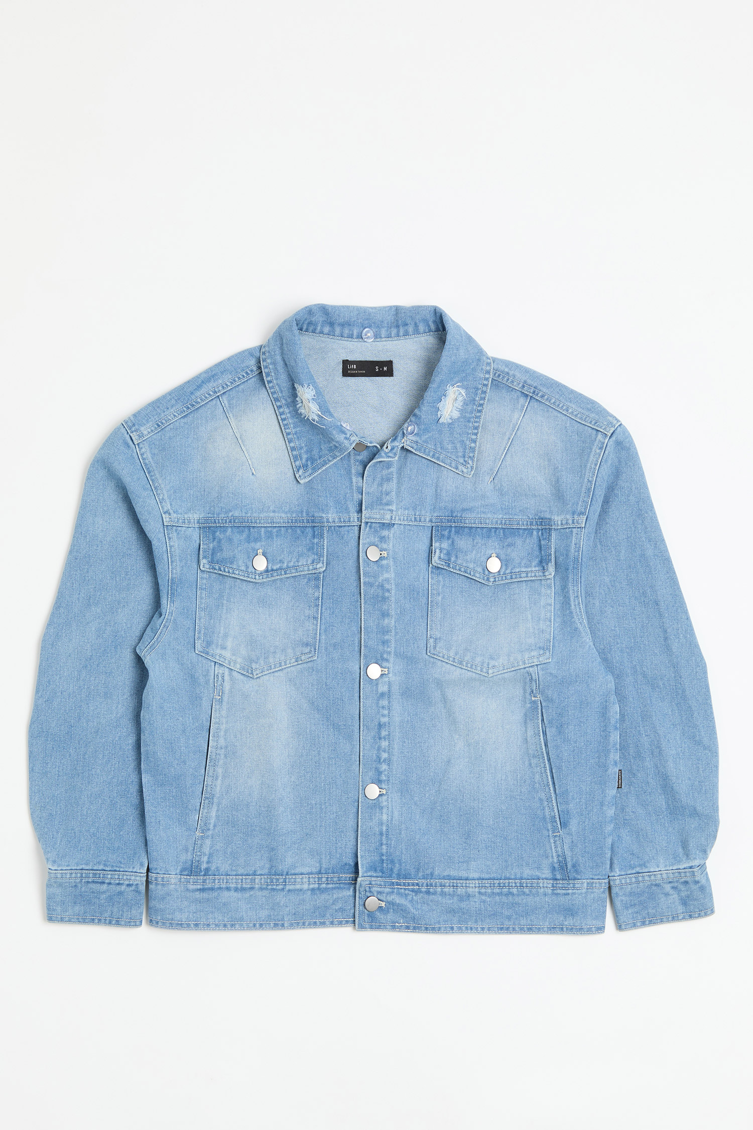 漸層刷色 牛仔外套(可拆帽)