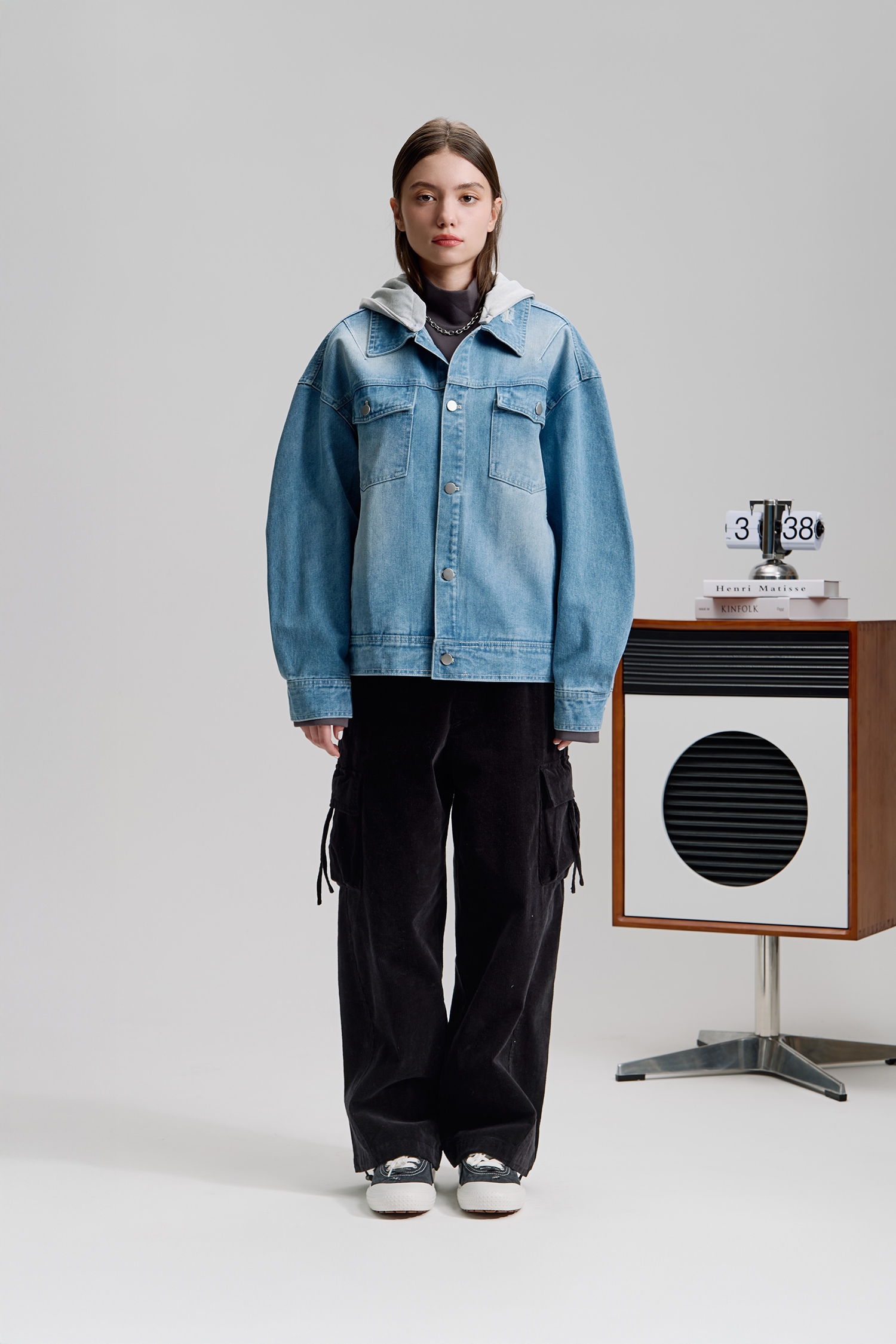 漸層刷色 牛仔外套(可拆帽)