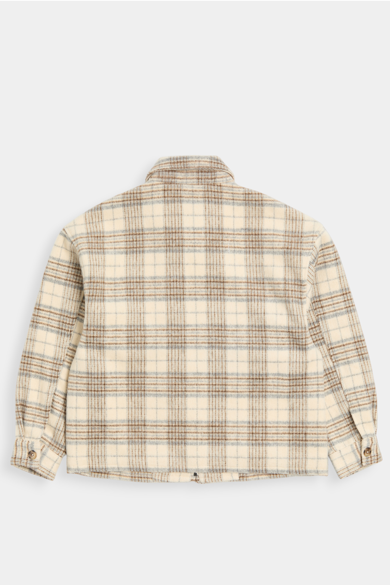 格紋毛呢拉鏈外套(短版)