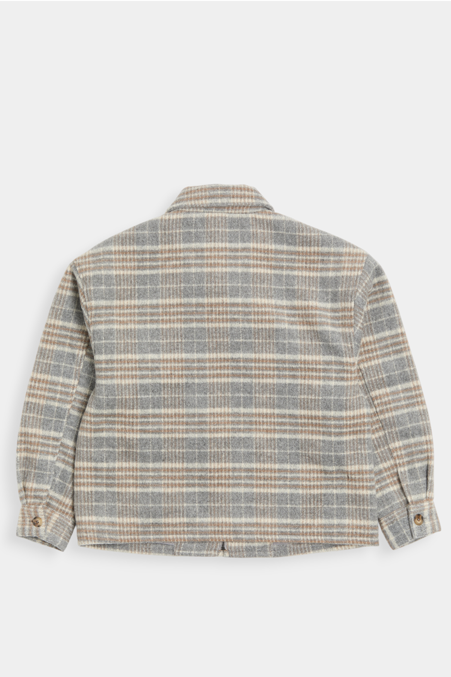 格紋毛呢拉鏈外套(短版)