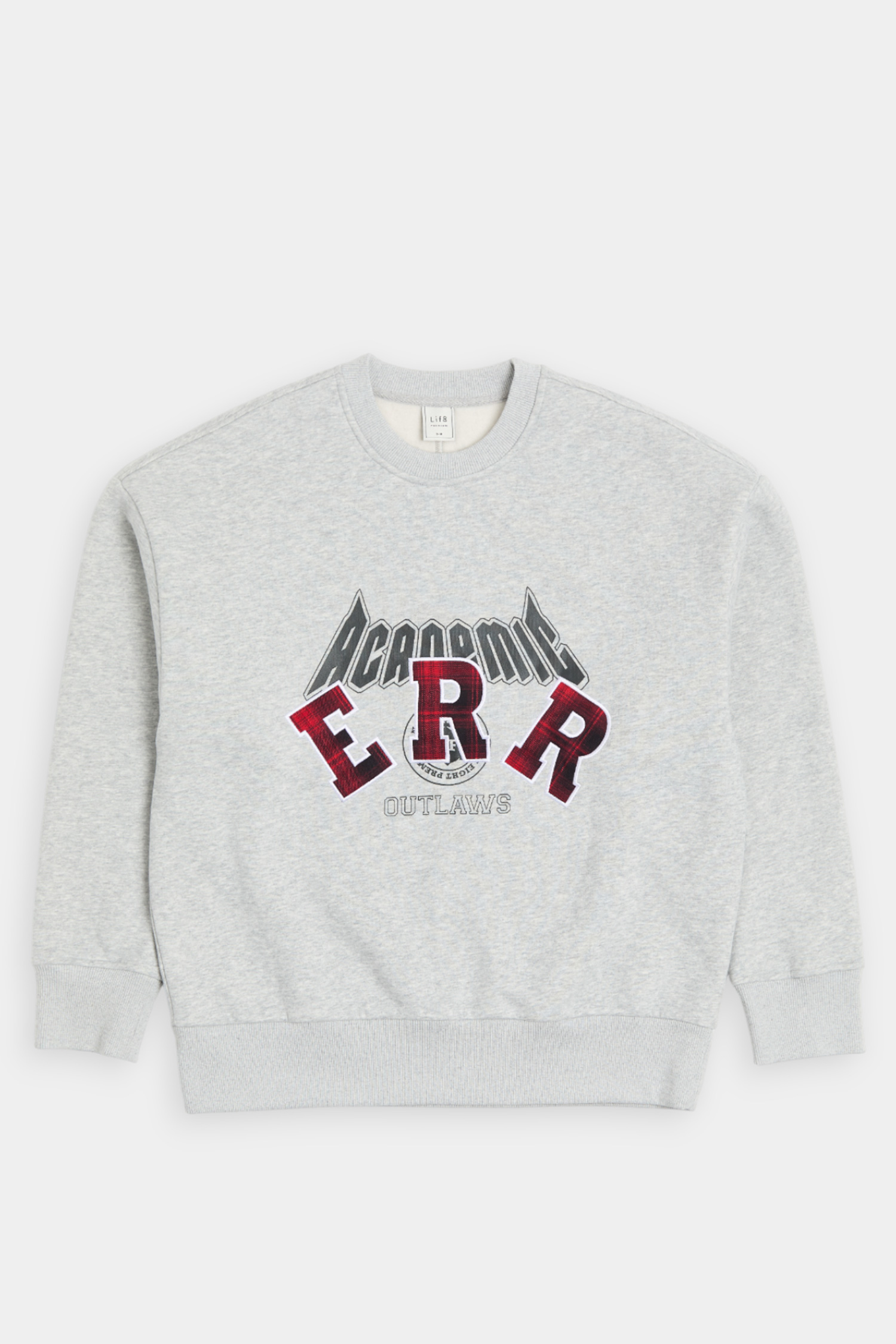 格紋貼布繡 刷毛長袖上衣