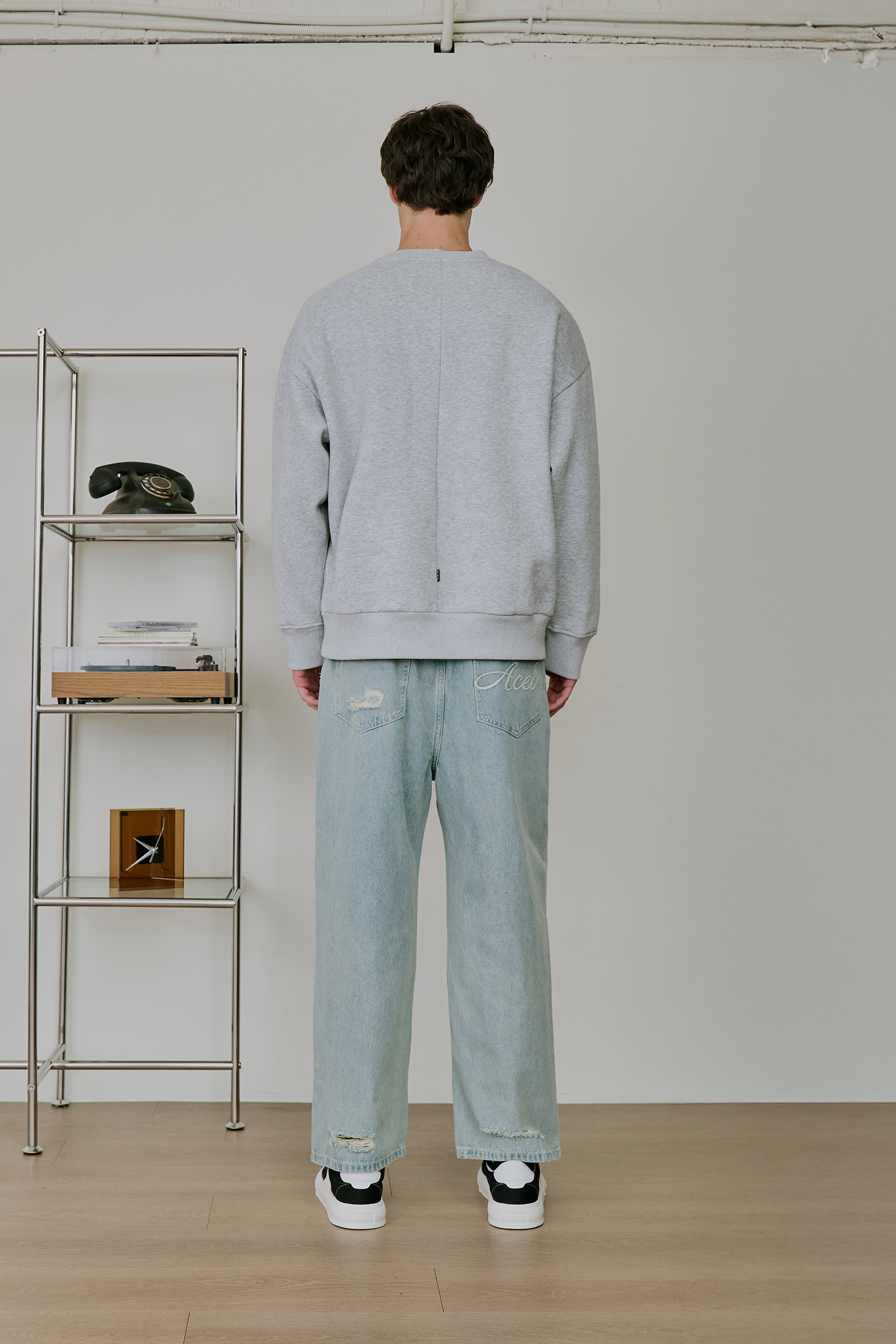 格紋貼布繡 刷毛長袖上衣