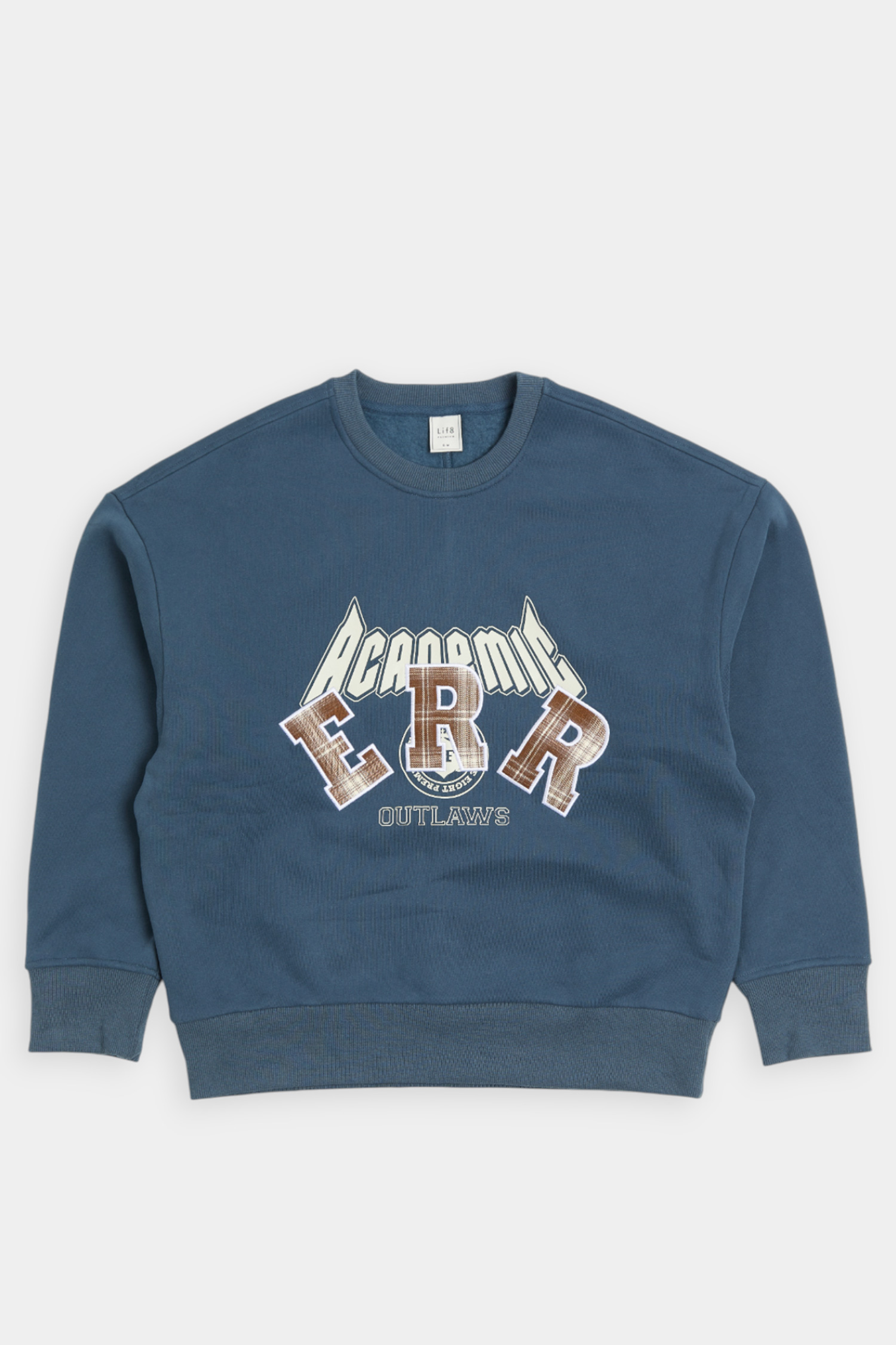 格紋貼布繡 刷毛長袖上衣