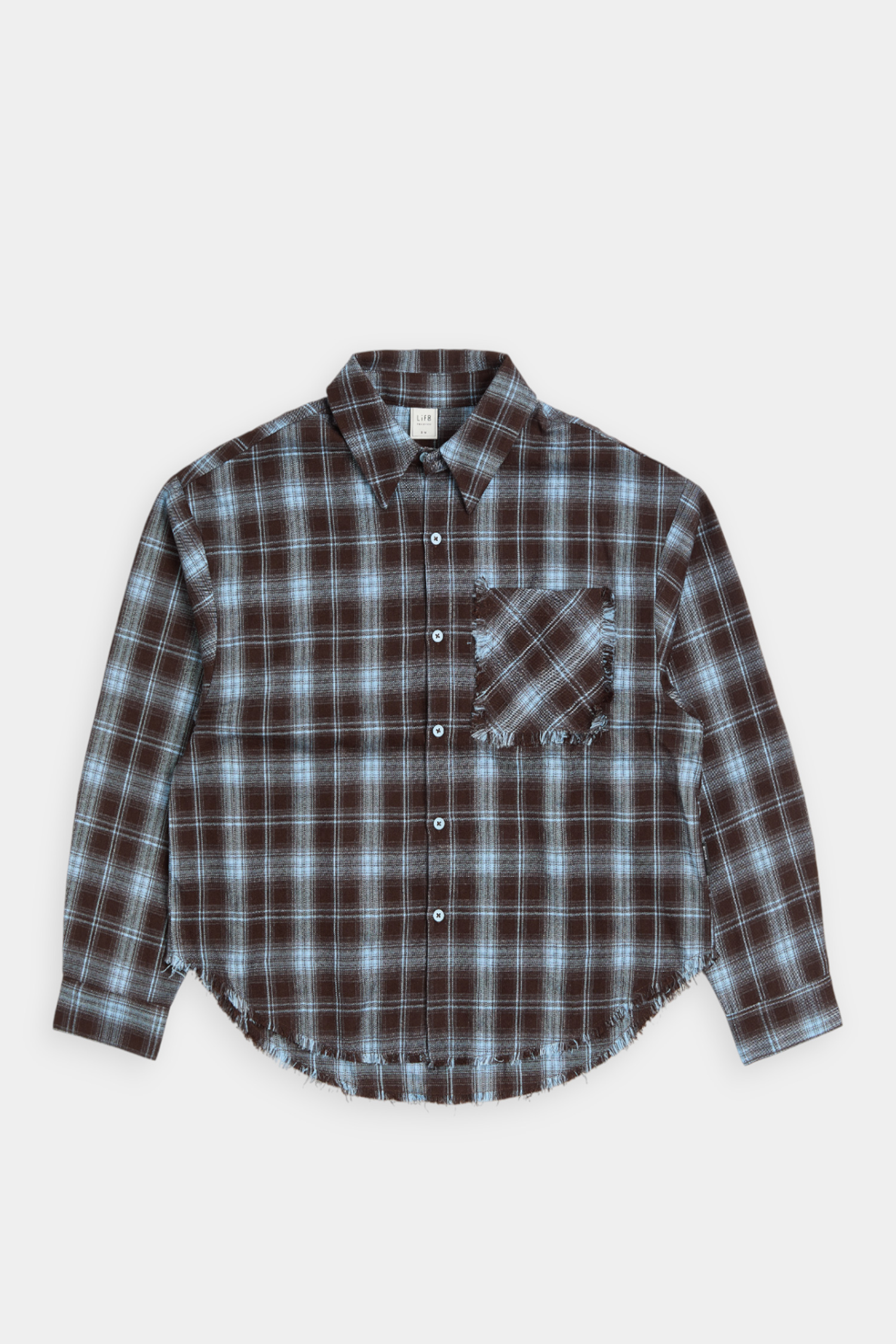 格紋磨毛 不收邊長袖襯衫