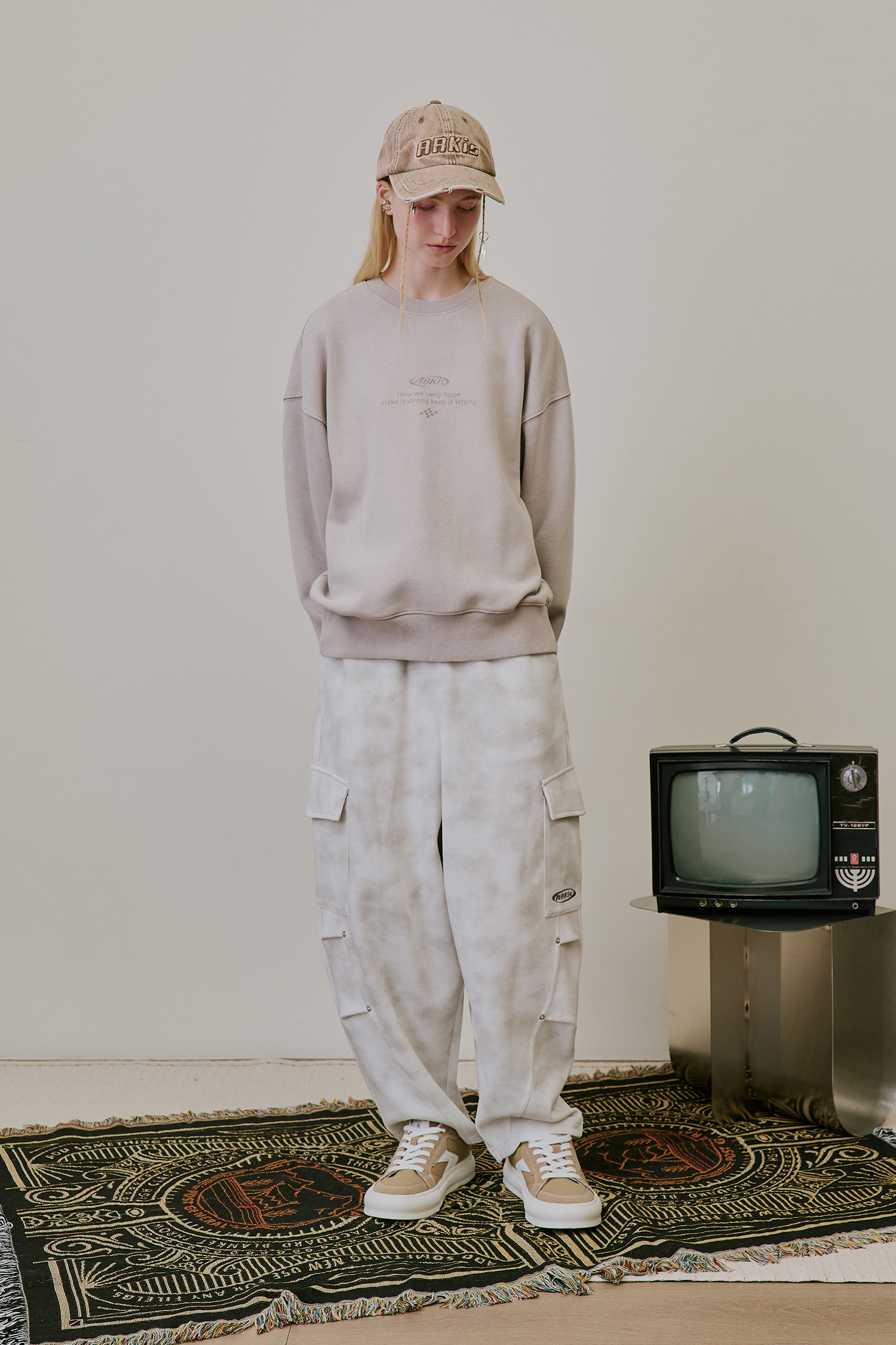 ARKis 仿舊水洗印花長袖上衣